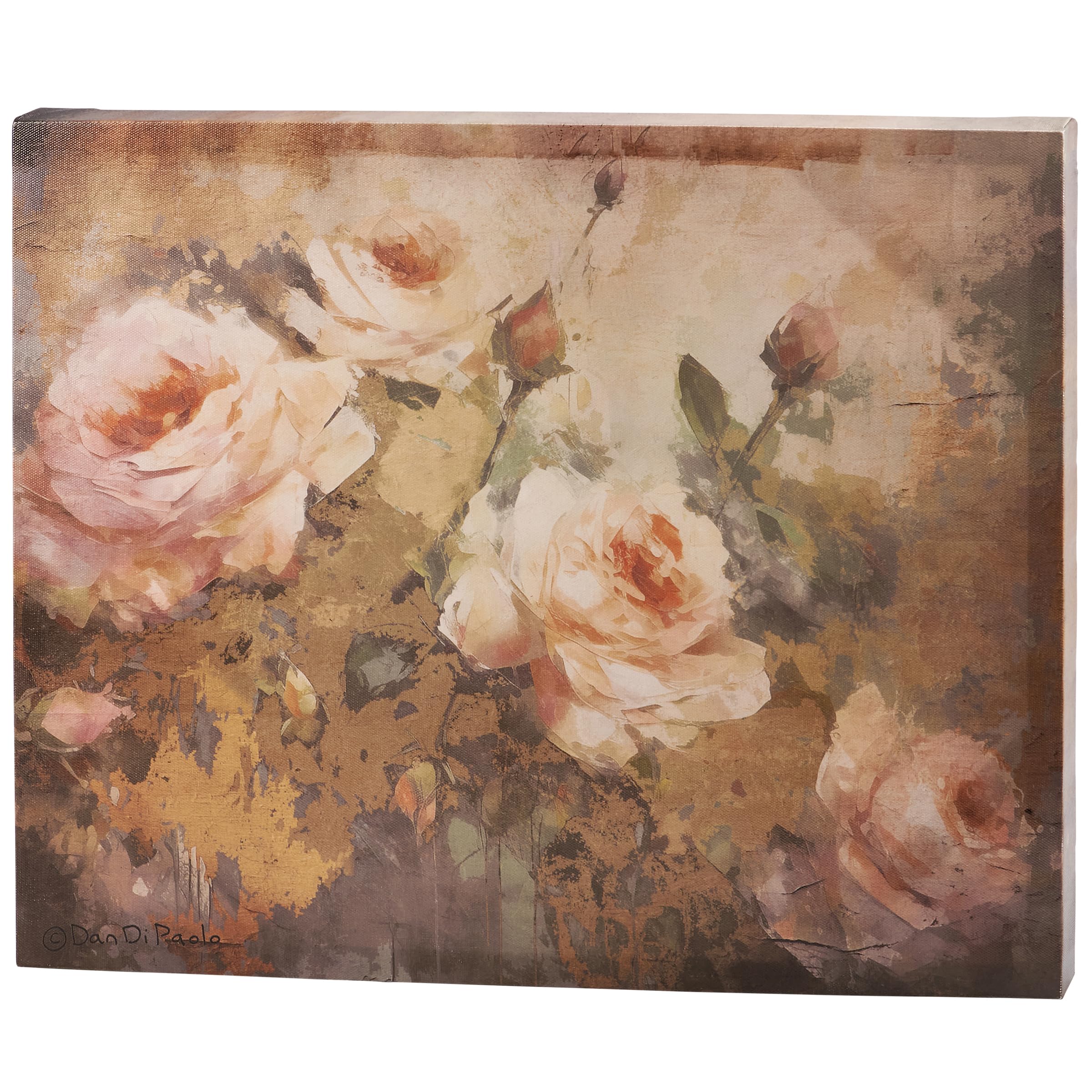 Lienzo decorativo para pared de estilo vintage y cuadro de rosas de té para decoración de hogar.