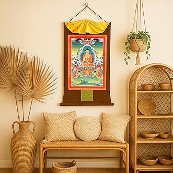 Amazon.co.jp: Mudra Crafts Shakyamuni Thangka 壁掛け サンカ
