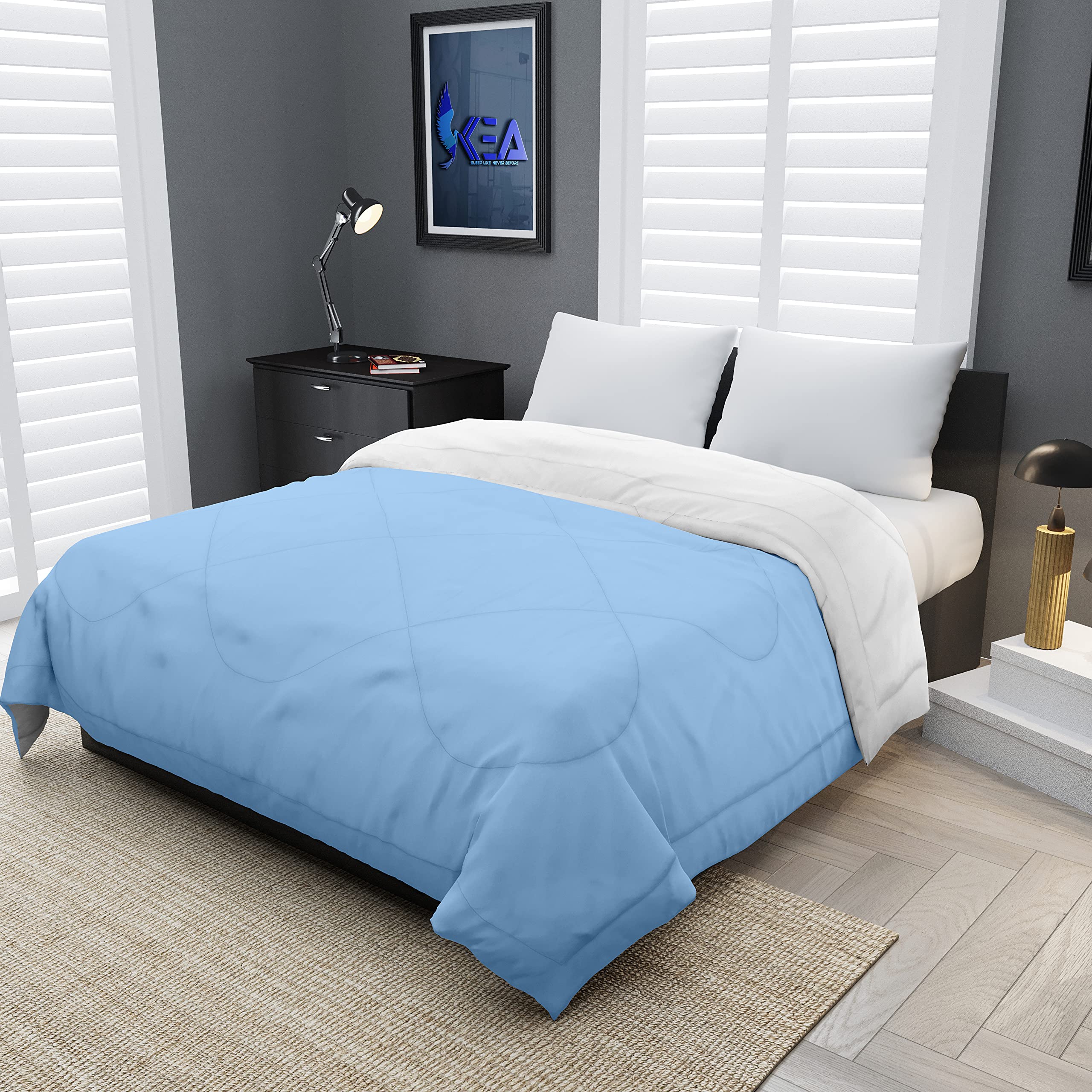 KEA Reversible Queen Single Bed Microfiber Comforter/Duvet for Summers/Ac - AC Comforters, Fabric - Micro Cotton; 300 GSM