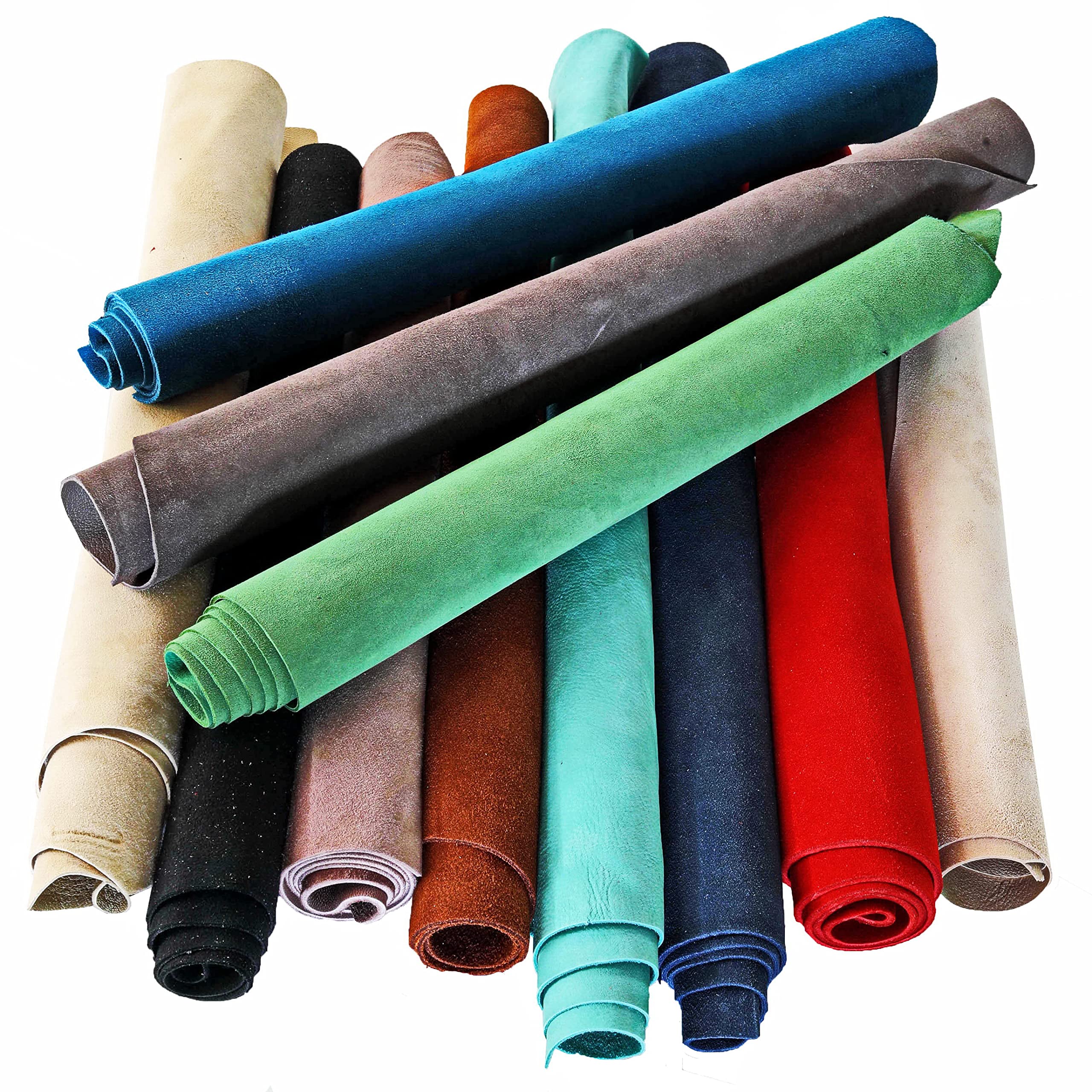 LA GARZARARA - Découpes en daim et nubuck - Minimum 20 x 25 cm maximum 40 x 40 cm - 2 kg - Sélection aléatoire pour travaux manuels - Couleur unie, couleurs variées - LAG-29