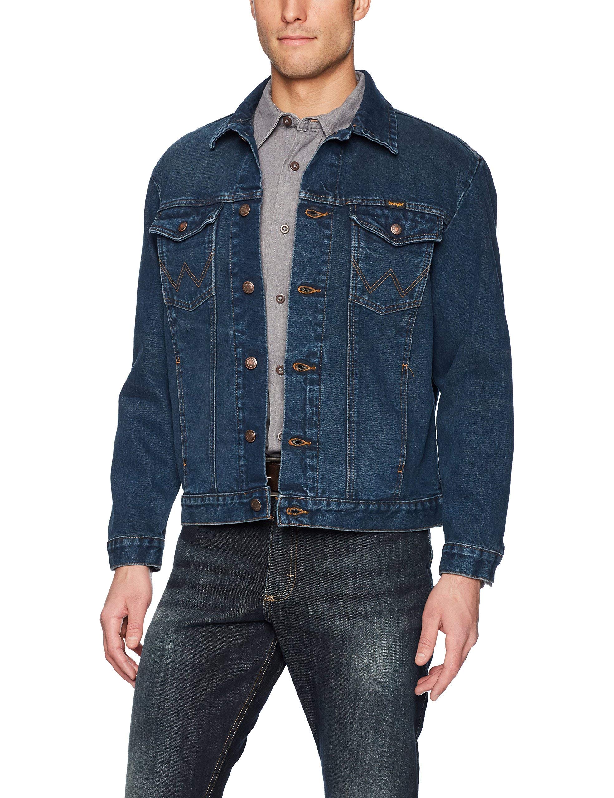 Wrangler Men's Western Style Denim Jacket, darkblue, M Tall