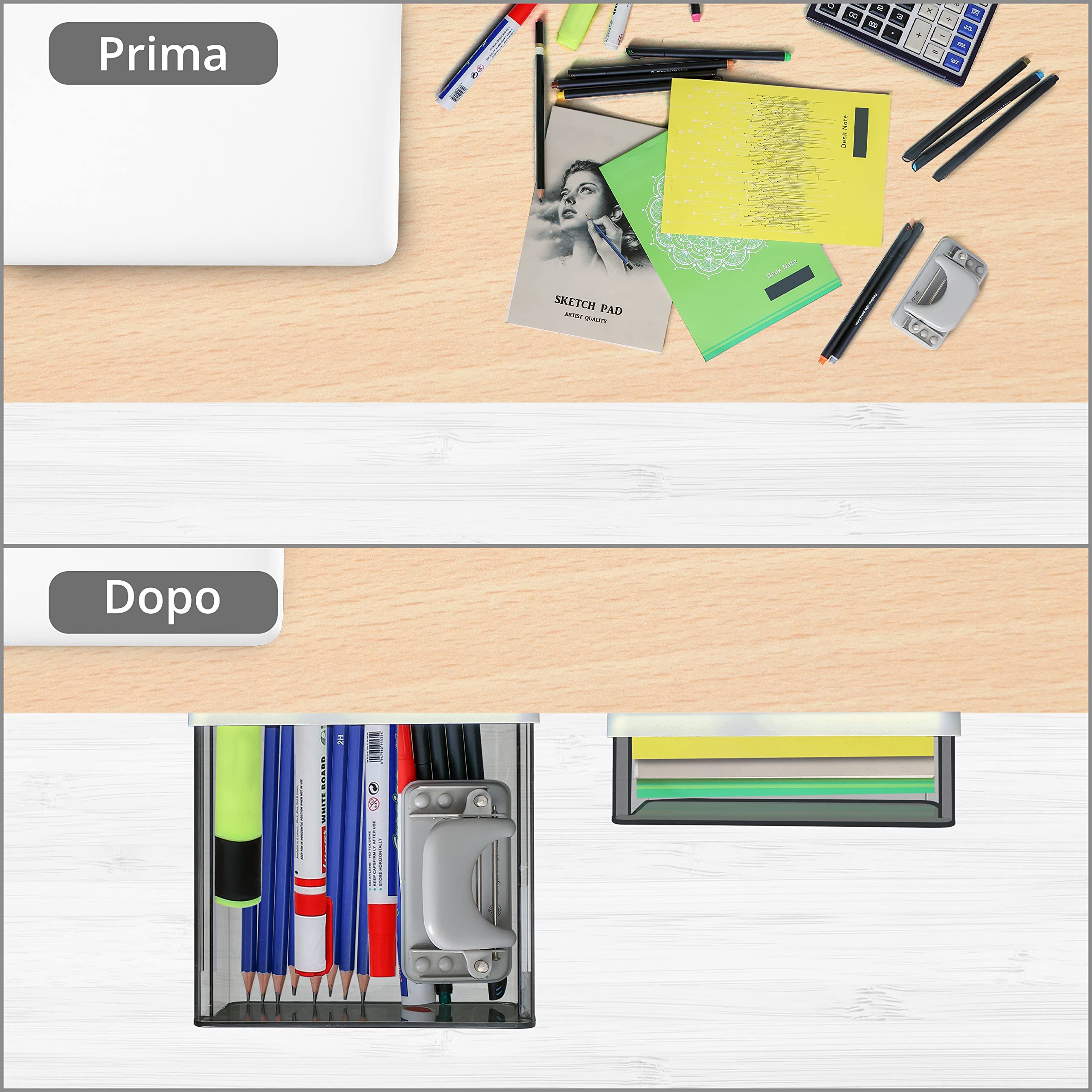 Cassetto Adesivo Estraibile [2 Pezzi] - Cassetto Segreto Adesivo Multiuso in Plastica con Supporto Autoadesivo per Scrivania, Ufficio, Cassetti da Scrivania, Cassetti Scrivania Portaoggetti | Cassetto Segreto Adesivo Multiuso in Plastica per Ufficio, Cass