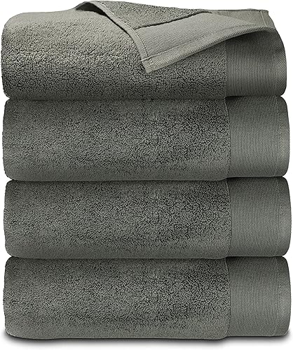 Paquete de 4 toallas de baño de 100 % algodón, extrasuaves, esponjosas, secado rápido, muy absorbentes, para hotel, ducha, cabello y cuerpo, como un