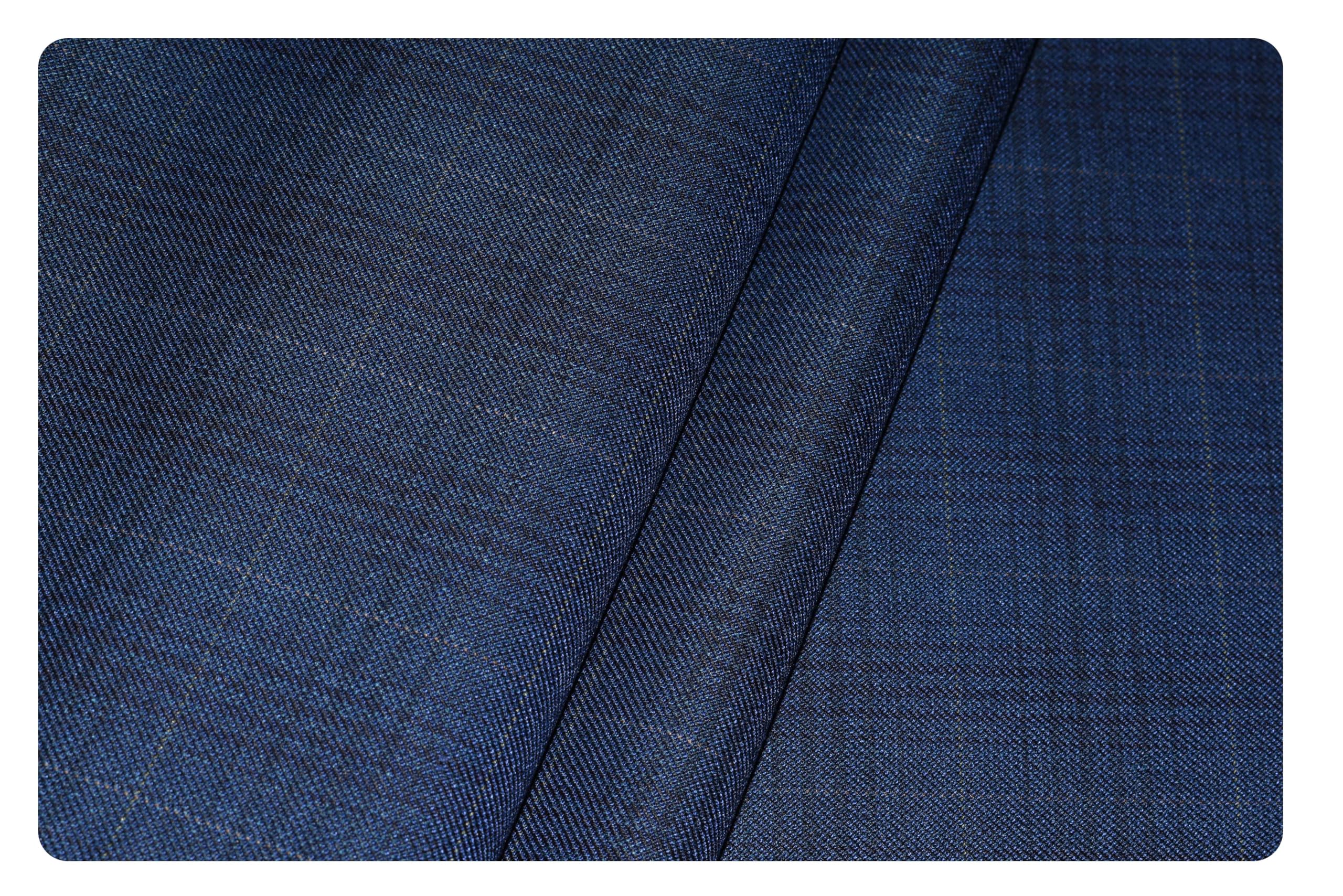 arvind Men's Super 100's Merino Wool Checkered Unstitched Trouser Fabric (YQ68Z7, Blue)-picture-11