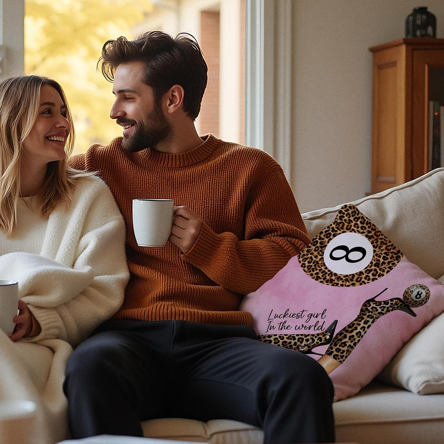 Trendy Leopard Lucky 8 Ball Cheetah Pillow Covers 18x18, Cheetah Print Room Decor, Preppy Pink Coquette Bow Leopard Boots Decorative Throw Pillow Covers for Girls Bedroom Apartment, Set of 2 - Image 5