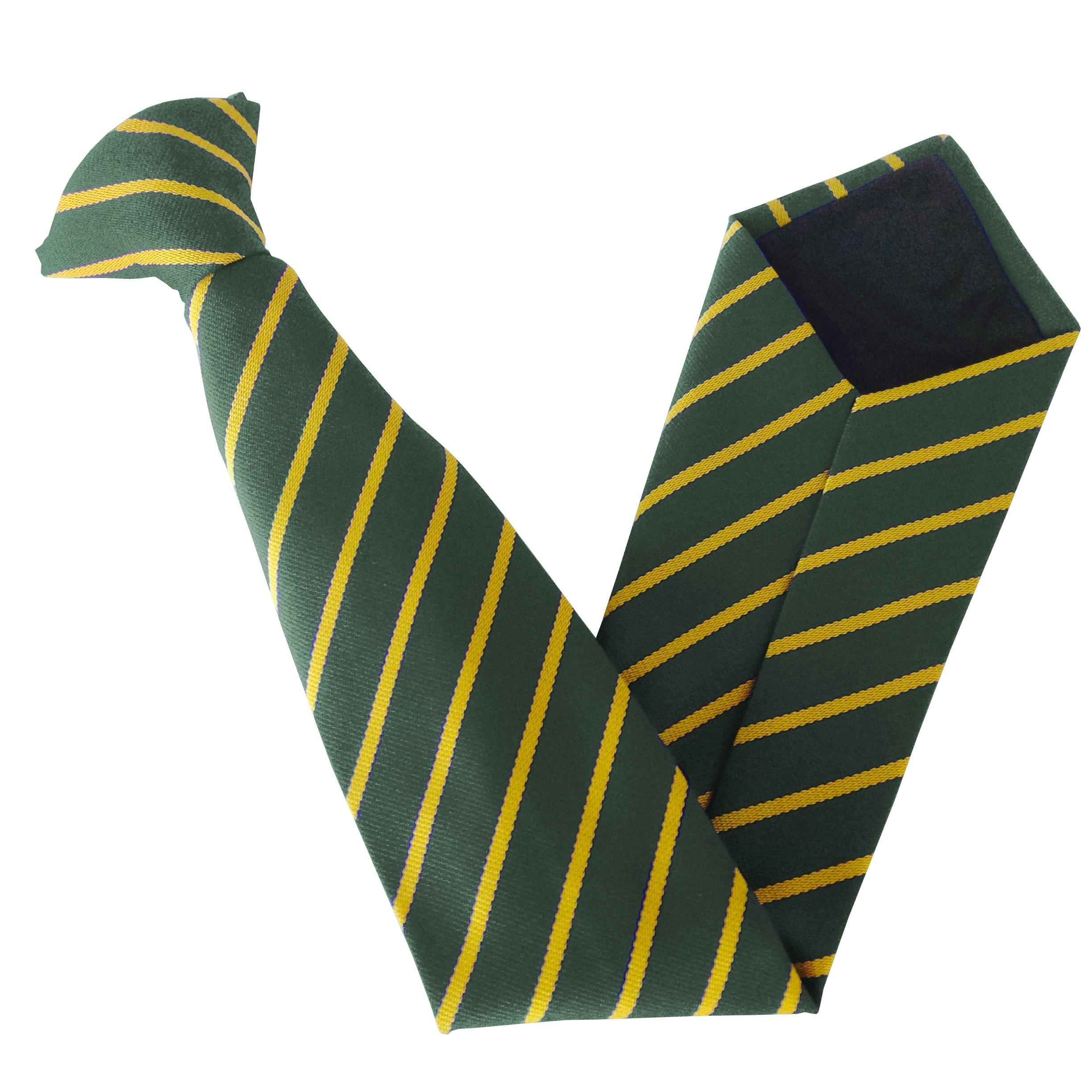 Great British Tie Club Clip On School Ties (21 Single Striped Variations) (14 inch clip on (Junior School), Bottle & Gold)