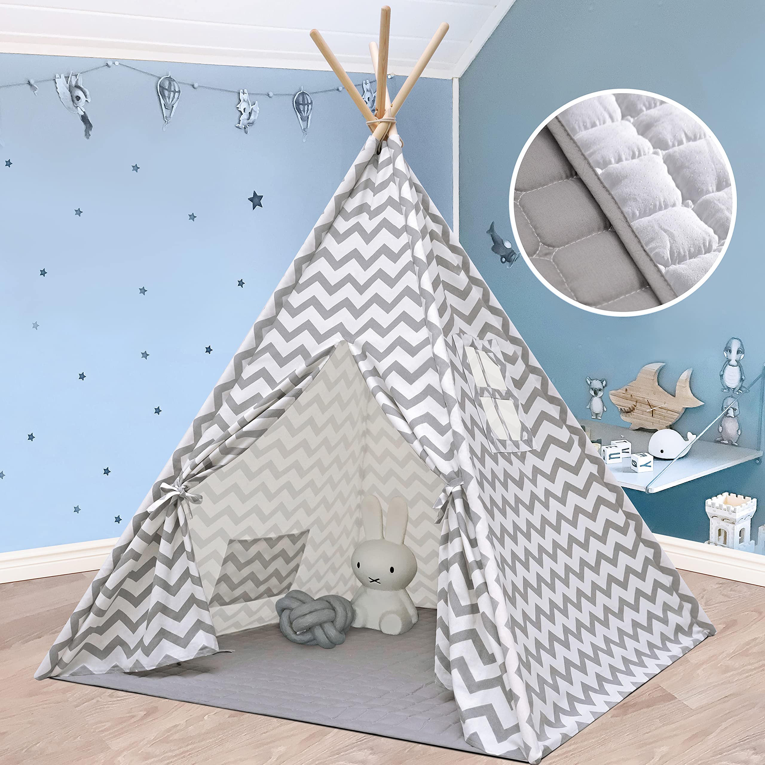Teepee Tent for Kids with Mat Play Tent 