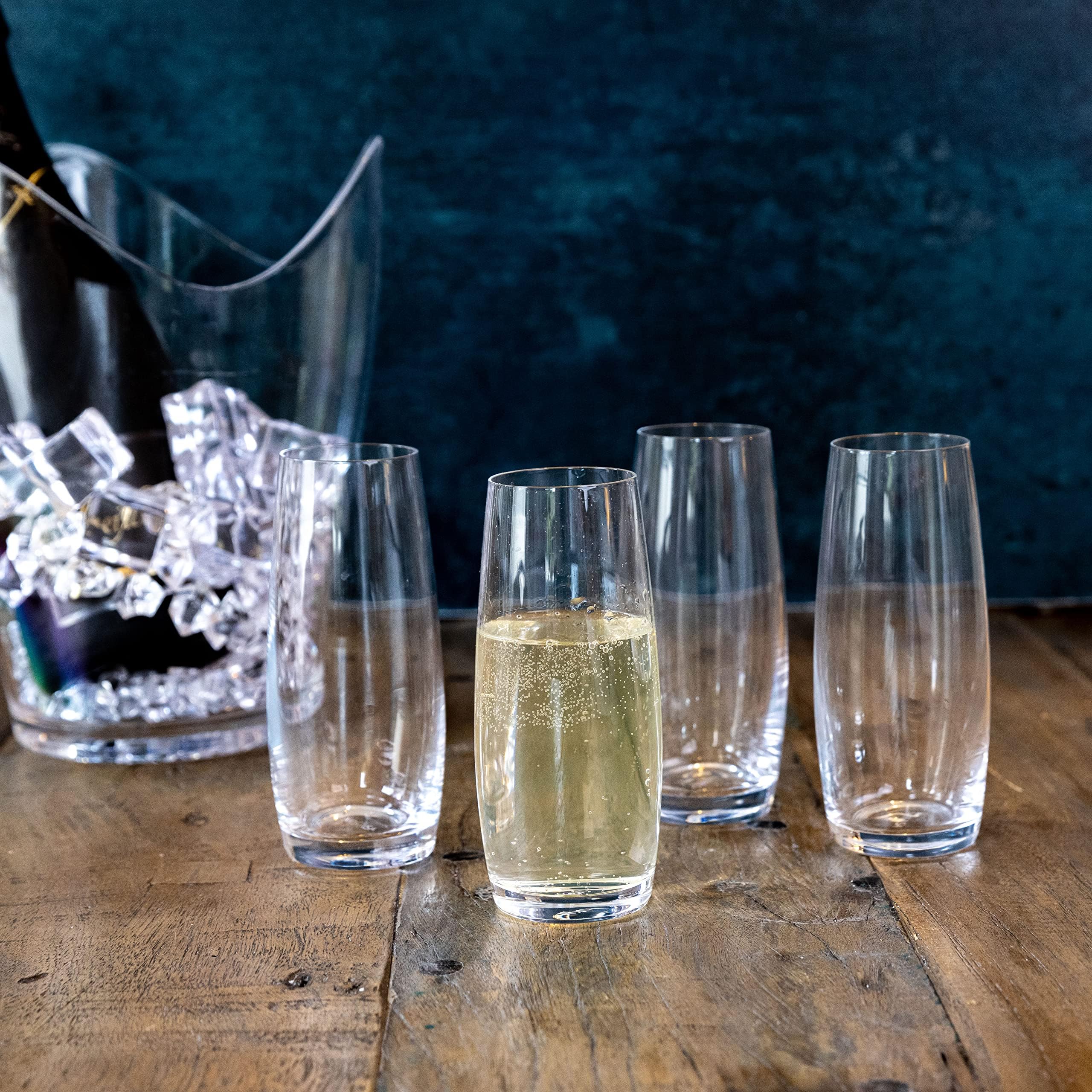 MIKASA Julie Stemless Flute Glasses, Set of 4 3