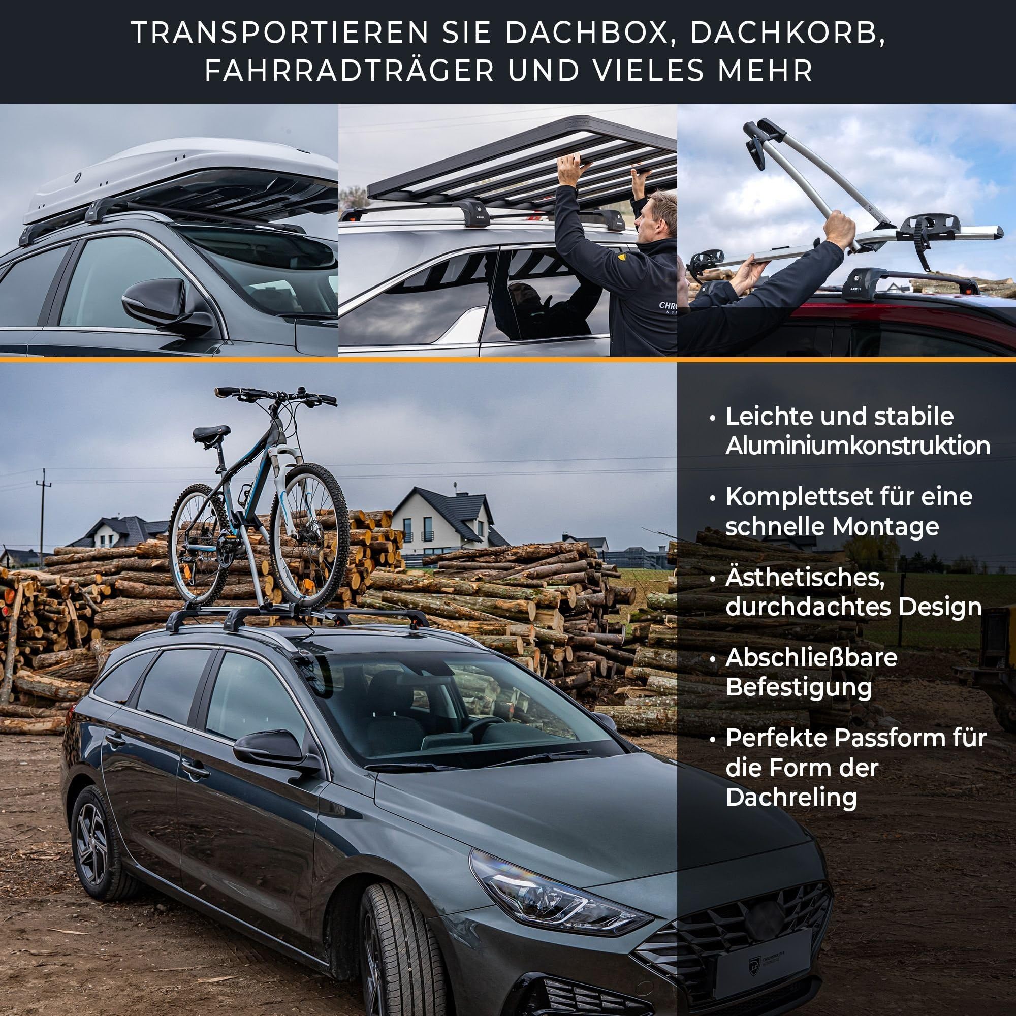 CHROMEMASTER Dachgepäckträger Relingträger Dachträger Kompatibel mit BYD Seal U 2024+ ; Dient der Montage von Dachboxen, Fahrradträger, Leiter | Dachgepäckträger Für Urlaub, Reisen Und Alltag