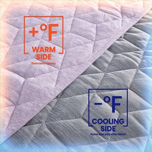 Miniatura 2 de SLEEP ZONE Manta de enfriamiento atlética tamaño individual (60 x 80 pulgadas) para personas que duermen con calor con lado de algodón de jersey