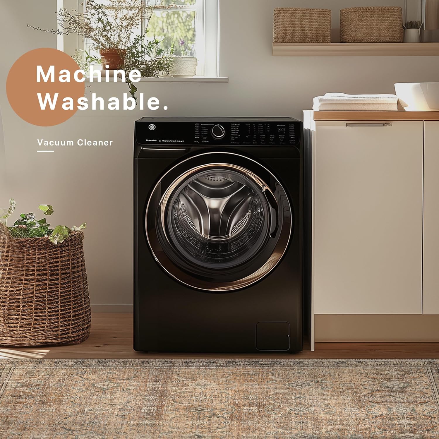 BESBLEE 2X6 Area Rugs Machine Washable Runner Rugs for Living Room Bedroom Hallway, Non Slip Indoor Soft Accent Distressed Boho Vintage Print Lightweight Thin Low Pile Carpet, Burlywood