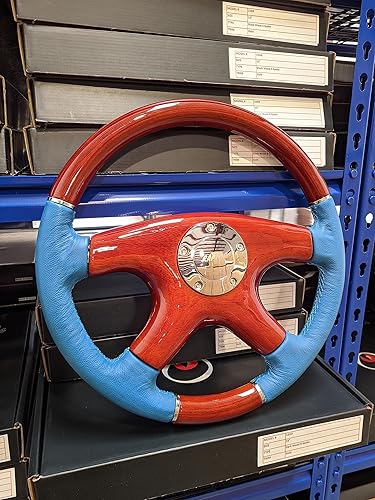 Miniatura 5 de Raptor Volante de madera de caoba y cuero azul océano de 15"