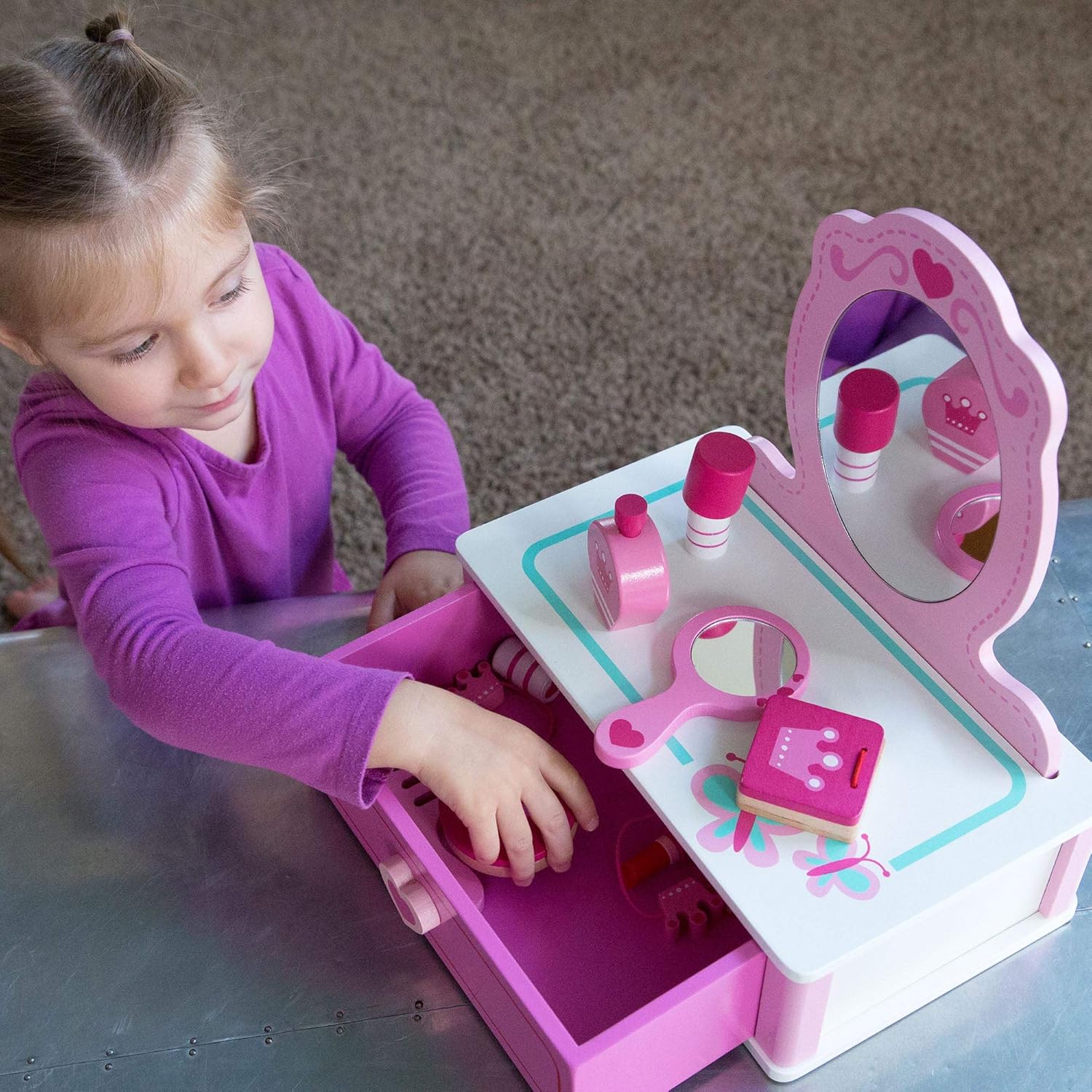Fat Brain Toys Pretend & Play Makeup Station Pretend Play & Imaginative Play for Ages 3 to 5