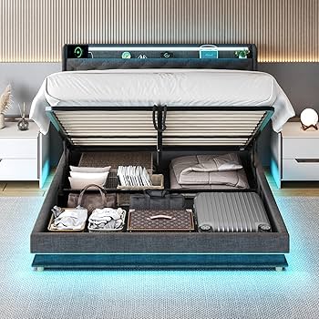 マットレス bubob326 Amazon.com: Queen Upholstered Platform Bed Frame with 48