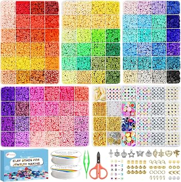 Fournine 18000 Pcs 96 Colours 5 Boxes Clay Beads Bracelet Making Kit