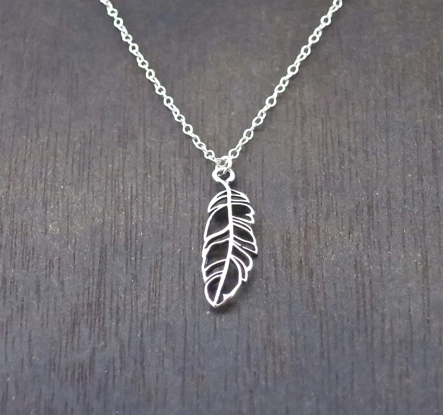 Sterling silver 925 feather pendant necklace for girls, Dainty leaf necklace for women, Boho necklace, Oxidized silver feather, Everyday necklace - Image 3