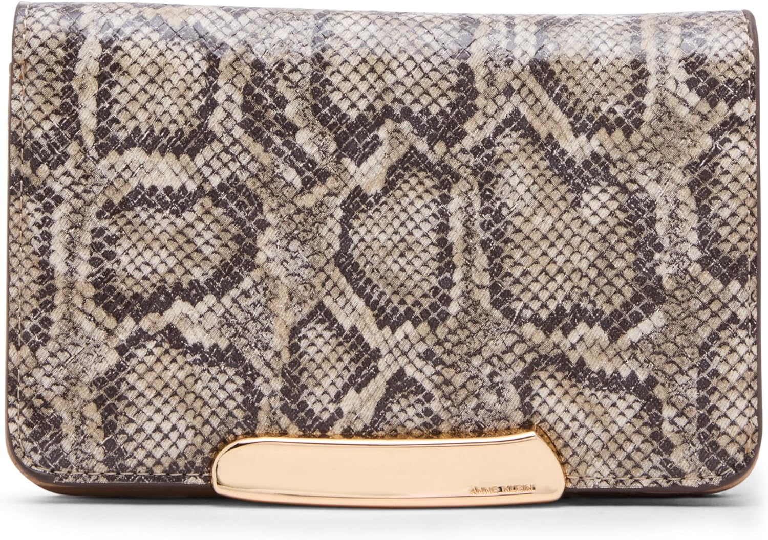 Anne Klein Womens Small Snake Bifold Wallet, Brown Tonal