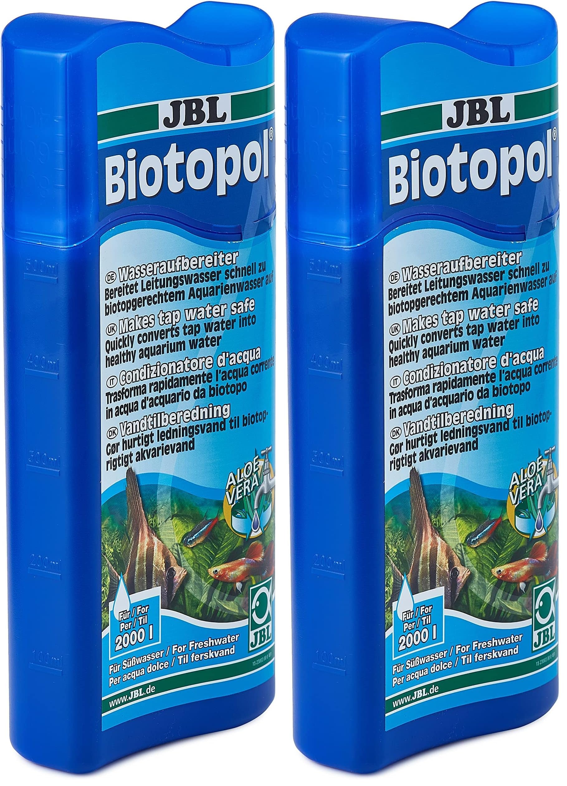 JBL Wasseraufbereiter für Süßwasser Aquarien, 500 ml, Biotopol 23003 (Packung mit 2)