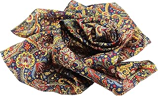 Navy Paisley Silk Pocket Square by Royal Silk - Full-Sized 16