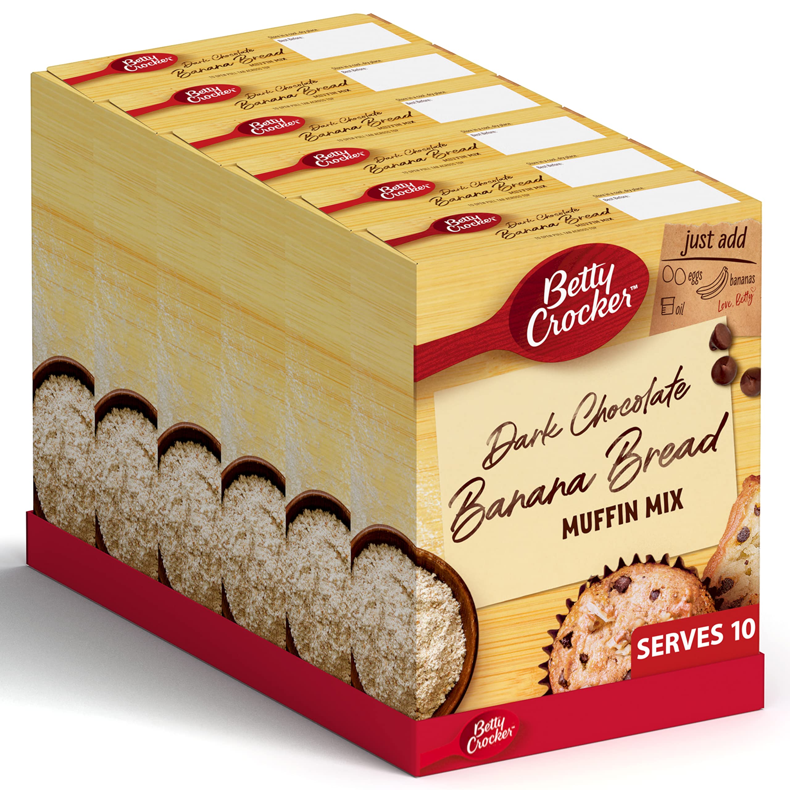 Betty Crocker Muffin al cioccolato fondente banana pane mix 320g x 6
