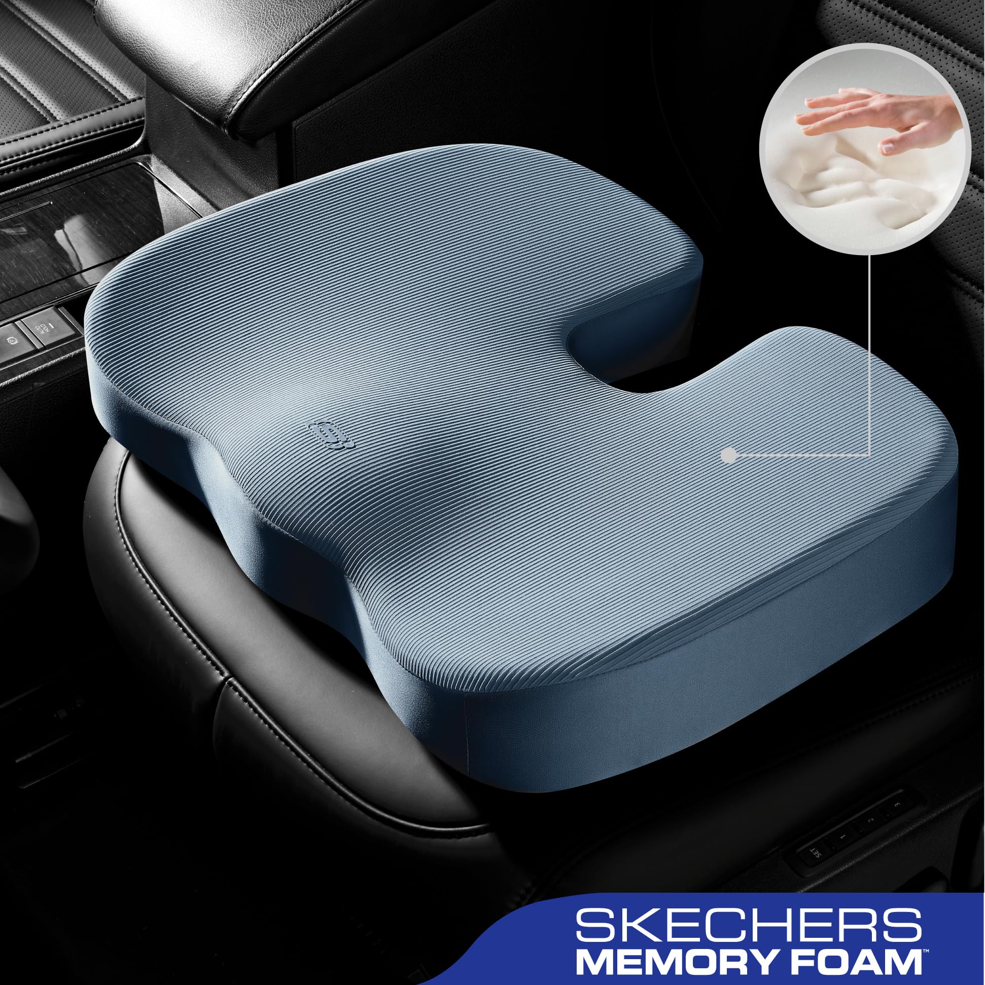 Skechers Cuscino in memory foam, cuscino per sedia da ufficio per alleviare il dolore al coccige, cuscino per sedia da ufficio, sedile auto, scrivania per computer, lavoratori in ufficio e conducenti