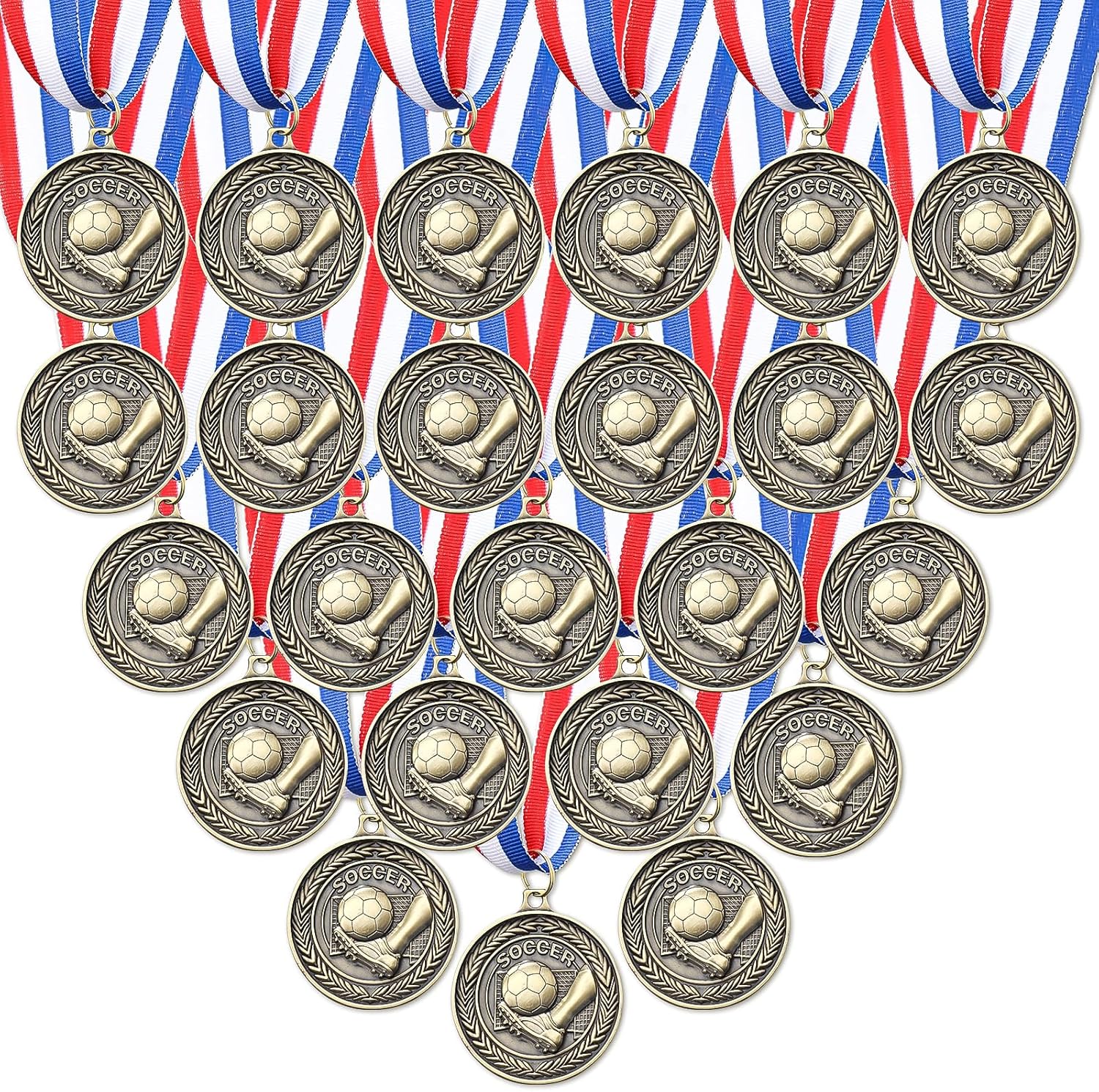 ★RoundFunny★RoundFunny 24個 アワードメダル 勝者メダル ゴールドメダル オリンピックスタイル 金賞 スポーツ大会パーティー用 2イ