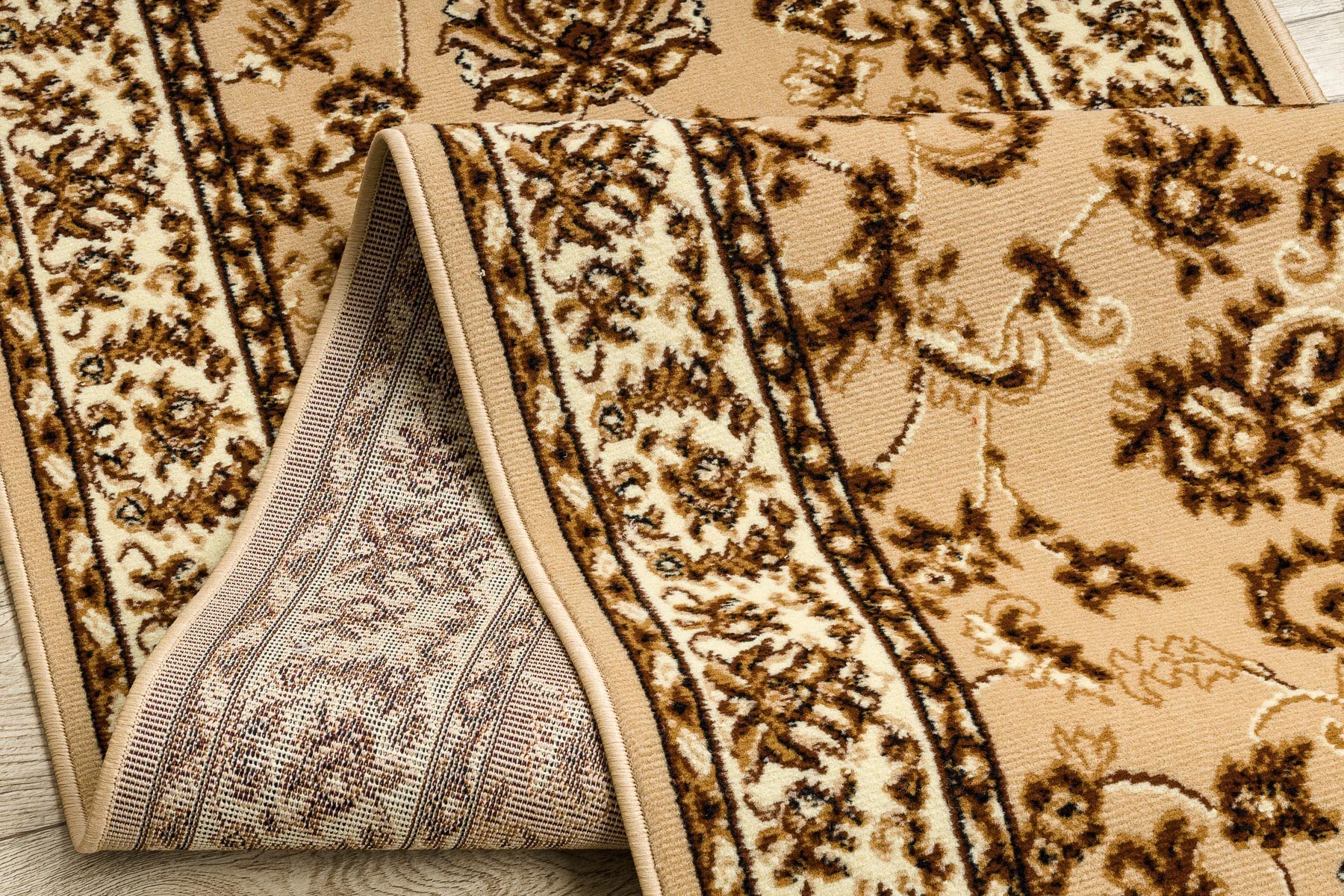 rugsx Tapis de Couloir BCF MORAD KLASYK pour la Cuisine, Le Hall, Le Couloir, l'entrée, Solide, Classique Beige 60x400 cm