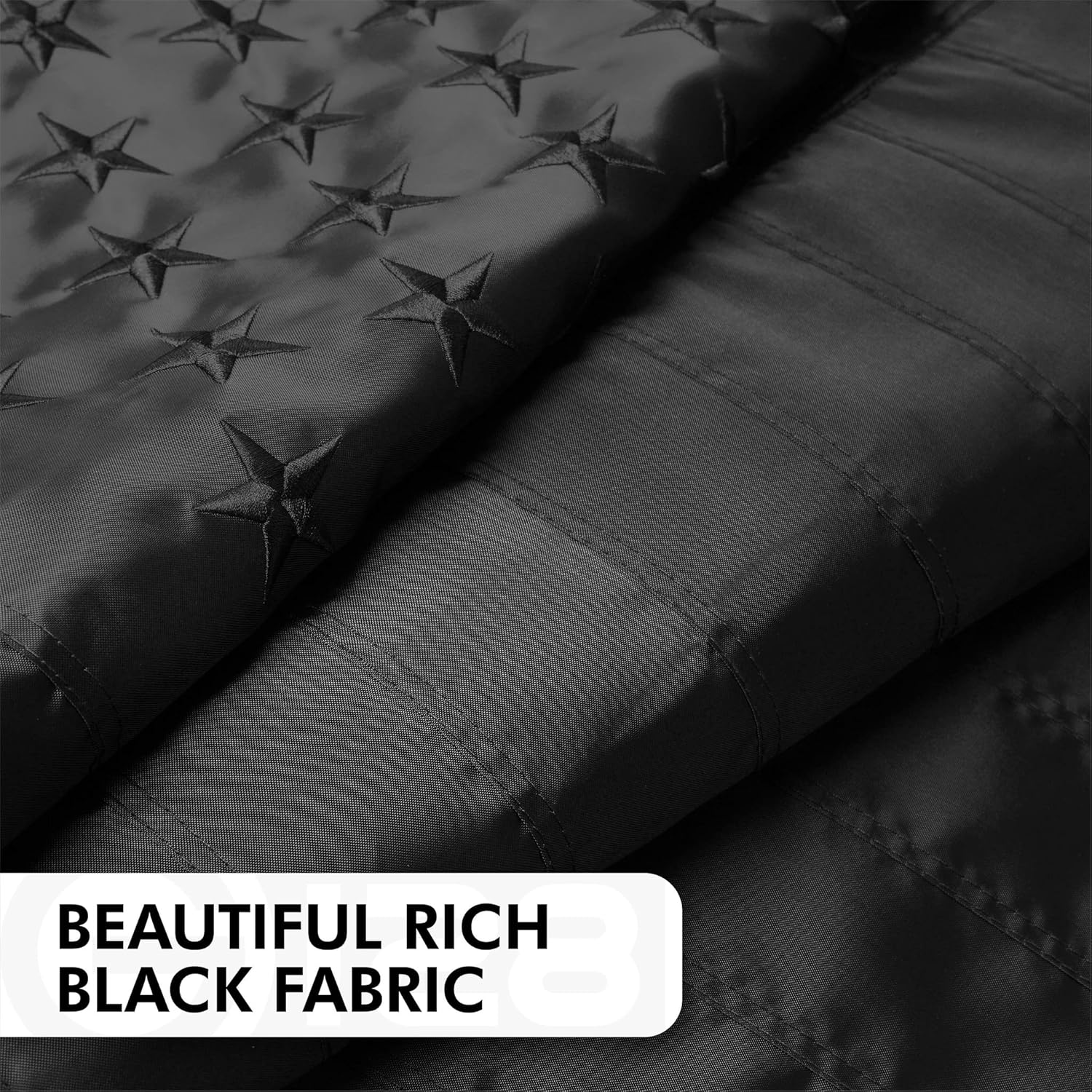 All Black American Flag | 2x3 Ft | Long Lasting US Flag, Made From 210D Polyester, Embroidered Stars, Sewn Stripes, Brass Grommets, Vivid Color, Outdoor/Indoor - Image 4