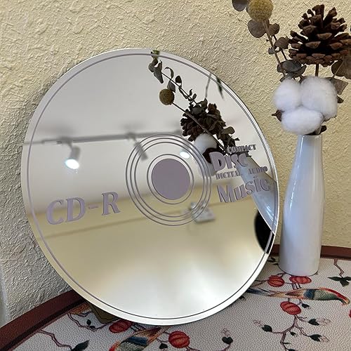 Miniatura 4 de Espejo de CD, bonita decoración de música, disco de CD, decoración de pared, decoración única de sala de música, espejo acrílico plateado en vinilo