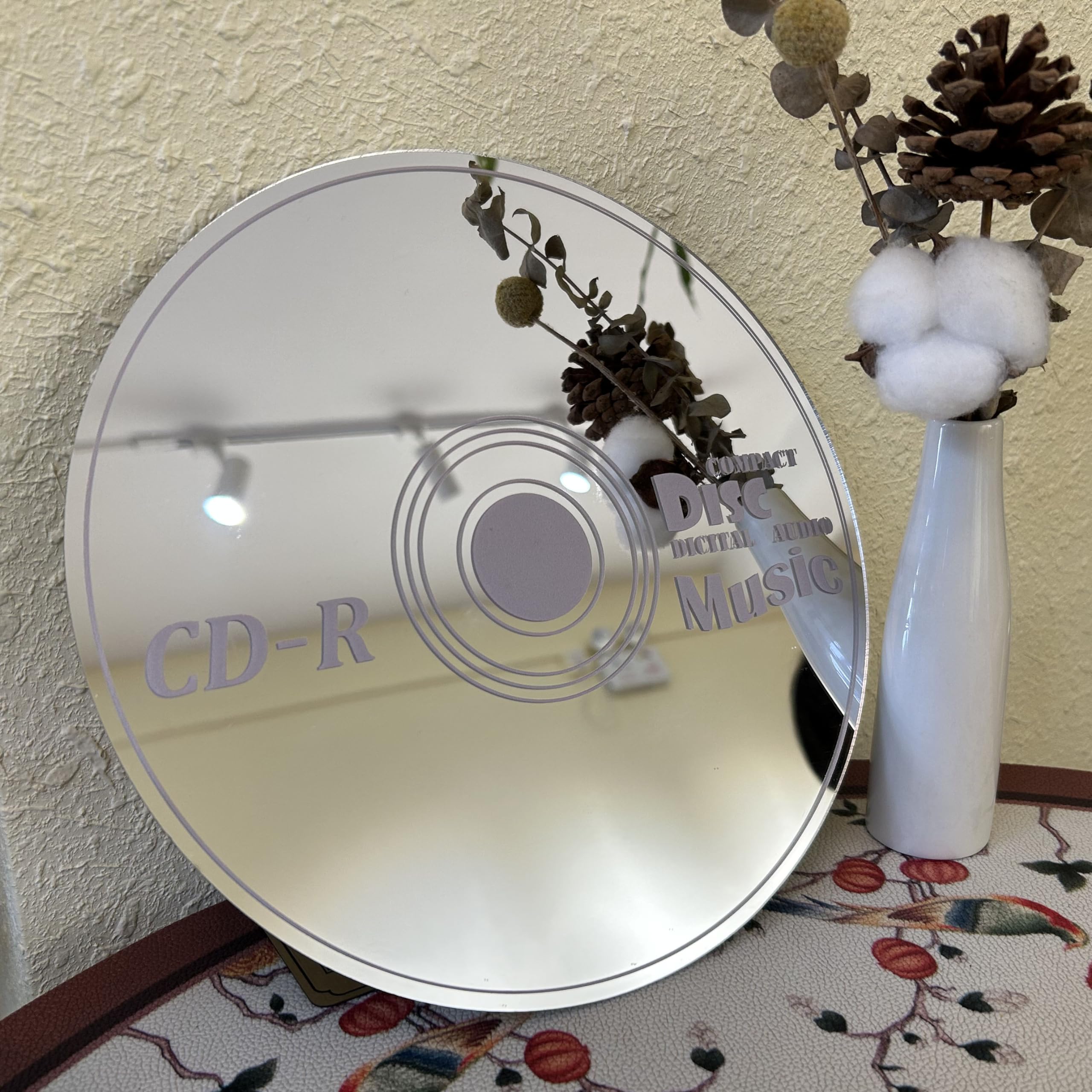 CD Mirror 13x13 Inch, Cool Music Room Decor, Y2K Wall Decor, Funky Home, Nost