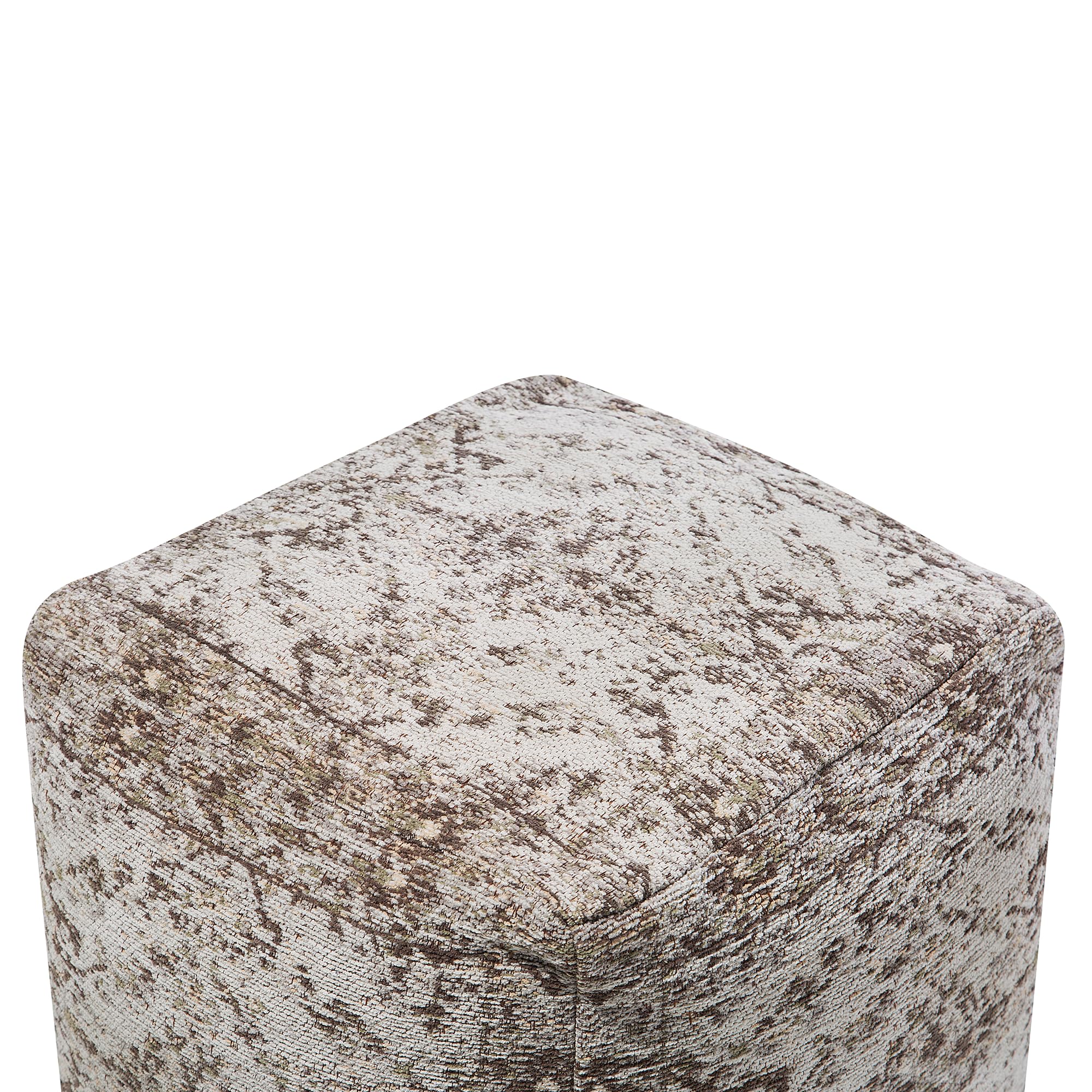 Beliani Pouf de Forme Cubique 42 x 42 cm fabriqué en Coton Marron et Gris au Style Vieilli Vintage avec Remplissage en Billes de Polystyrène