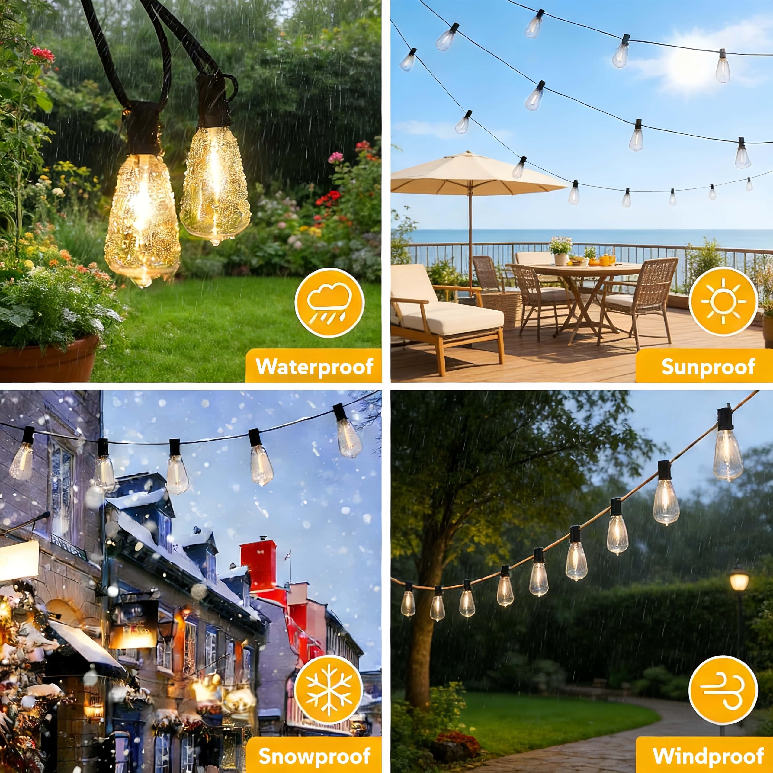 GPATIO Guirnalda Luces Exterior, 36M Luces Exterior Jardin con 62 Bombillas | Impermeable Guirnaldas Luces Exterior, G40 Bombillas Inastillable, Luces Terraza Exterior para Jardín, Patio, Navidad.