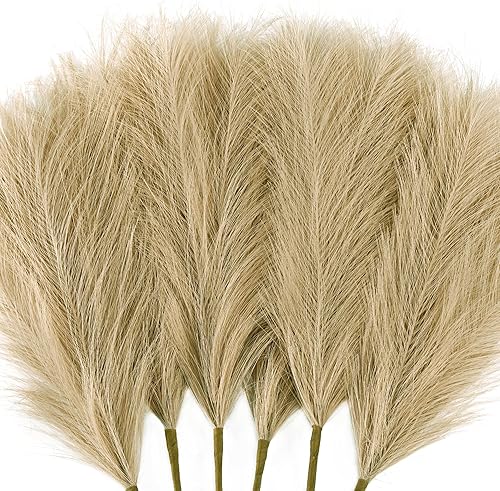 Miniatura 118 de Arreglo de 6 Piezas de Hierba de Pampa Sintética - 18 Pulgadas/45cm de Pasto Artificial Esponjoso y Pomposo para Decoración Boho Chic del Hogar