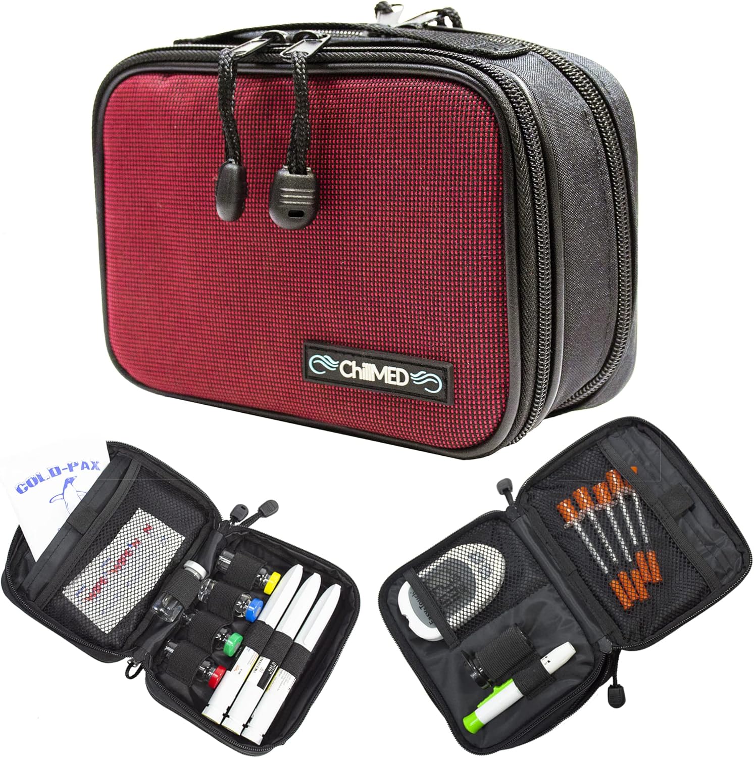 ChillMED Type 1 Daily Diabetes Case - Insulin Cooler Bag for Traveling & Everyday Use -Includes Reusable Ice Pack - 6 to 8 Hours of Cool Time (Blue) : Health & Household