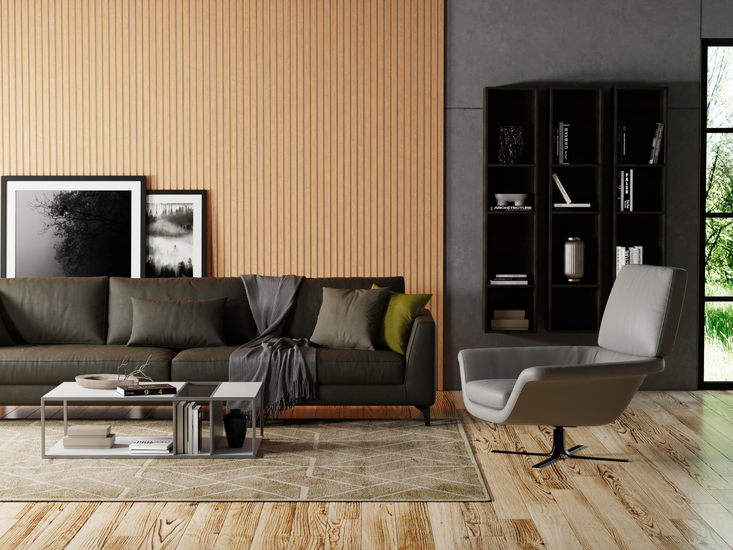Wood Panel Co Classic Oak With Grey Felt Acoustic Wood Slat Wall Panel 240Cm X 60Cm (Classic Oak With Grey Felt)