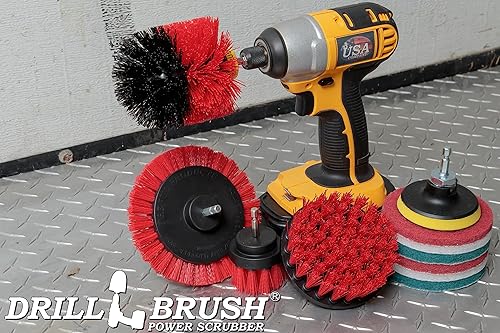 Miniatura 7 de Drillbrush Juego de estropajos y estropajos de alta resistencia comercial, juego de accesorios de cepillo de nailon alimentado por taladro, cepillo