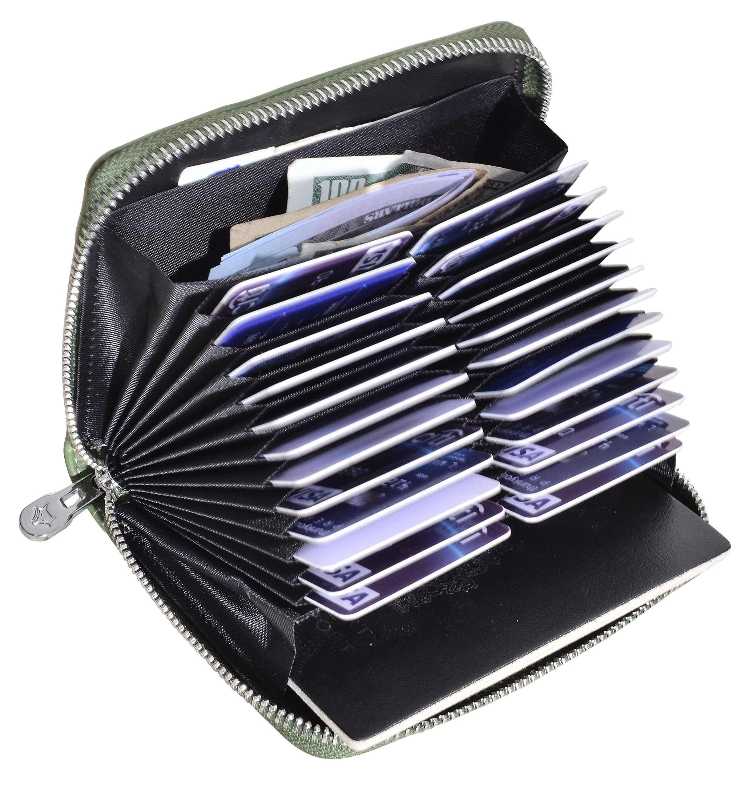 EasyoulifeGenuine Leather Credit Card Holder Case RFID Travel Passport Wallet (Green)