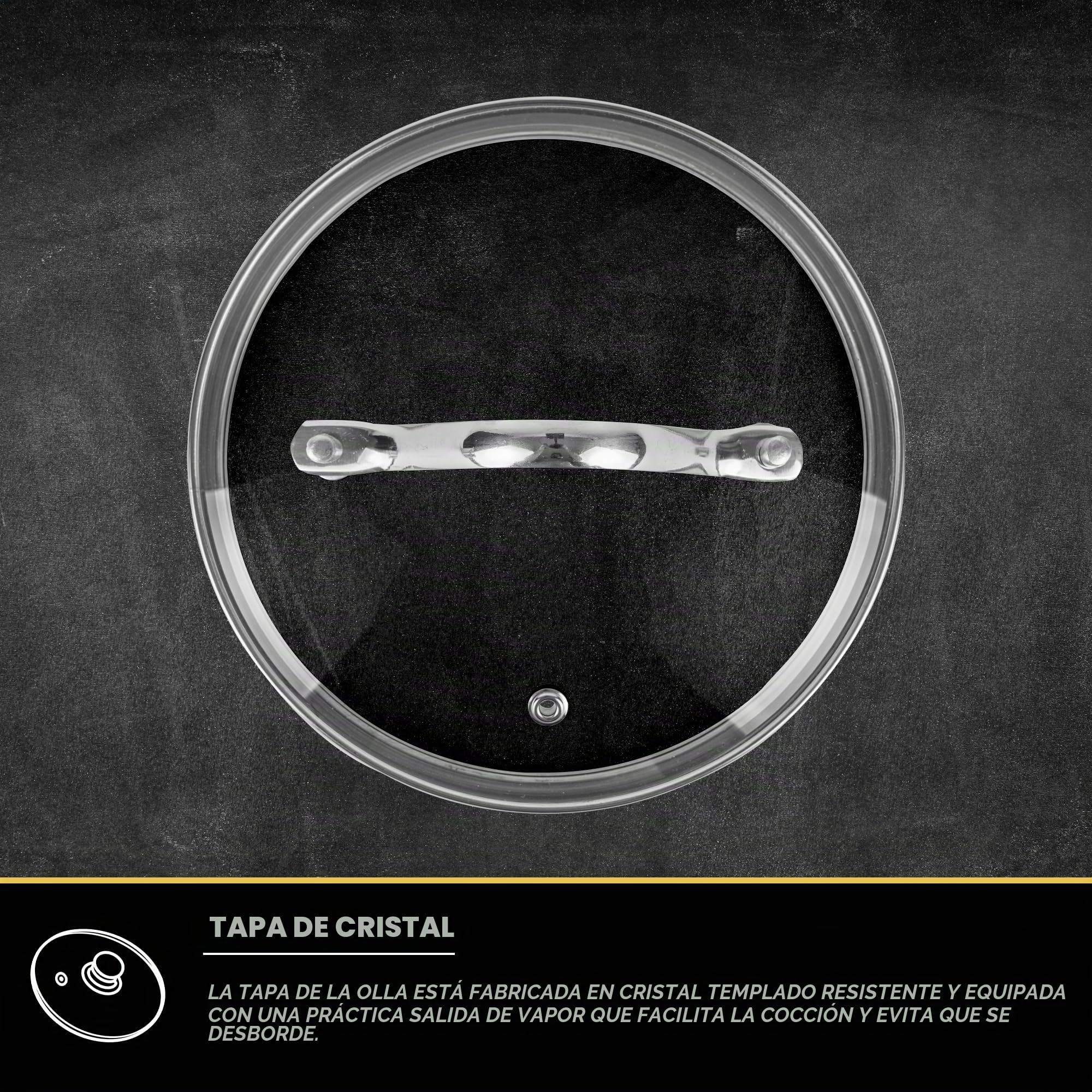 KARL HAUSMANN Juego de Ollas Acero Inoxidable - 4 Piezas - Bateria de Cocina de Acero Inoxidable con Tapas de Vidrio - Apta para induccion, Gas y Vitrocerámica - Set Ollas