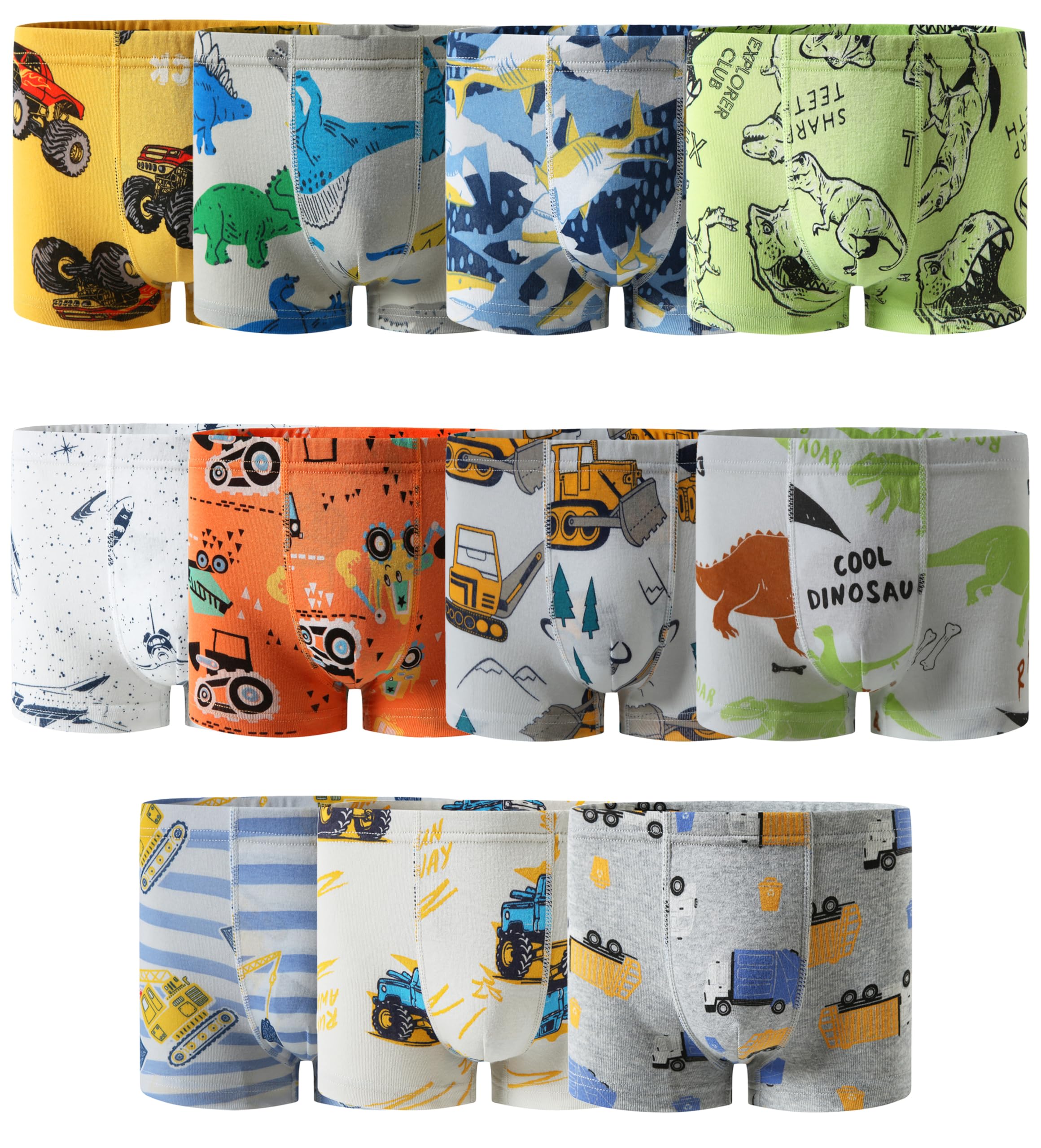 Boboking Boys Soft Boxer Briefs Dinosaur Shark Toddler Kids Underwear 2-12 Years