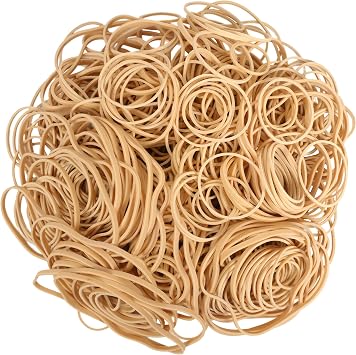 Rubber Bands Beige 340pcs about 190g Assorted Sizes 40mm,60mm,80mm,120mm