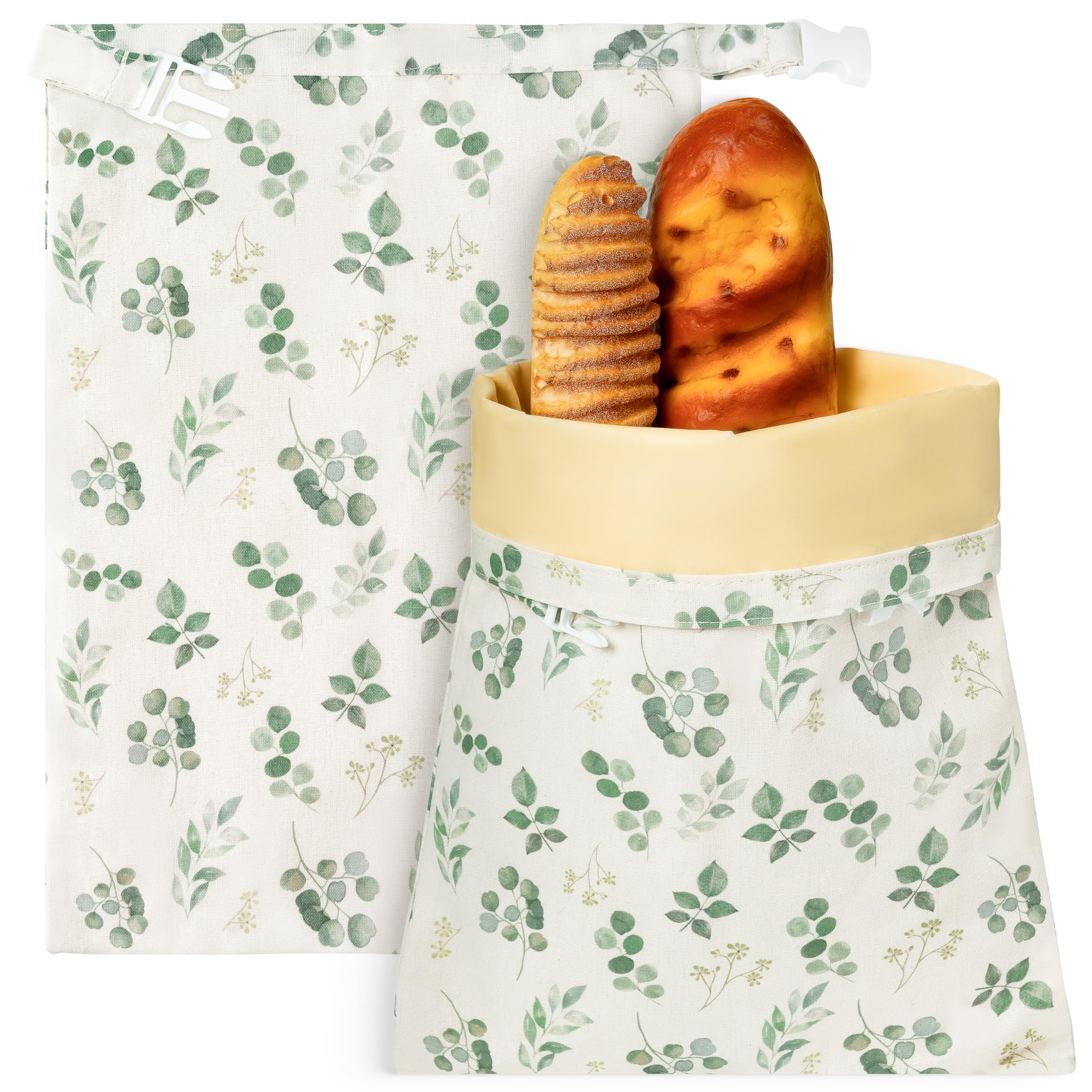 Bolsas reutilizables para pan de cera de abeja, paquete de 2 envoltorios de cera de abeja, almacenamiento casero de pan de masa madre, contenedor grande de lino y algodón 2 en 1, accesorios