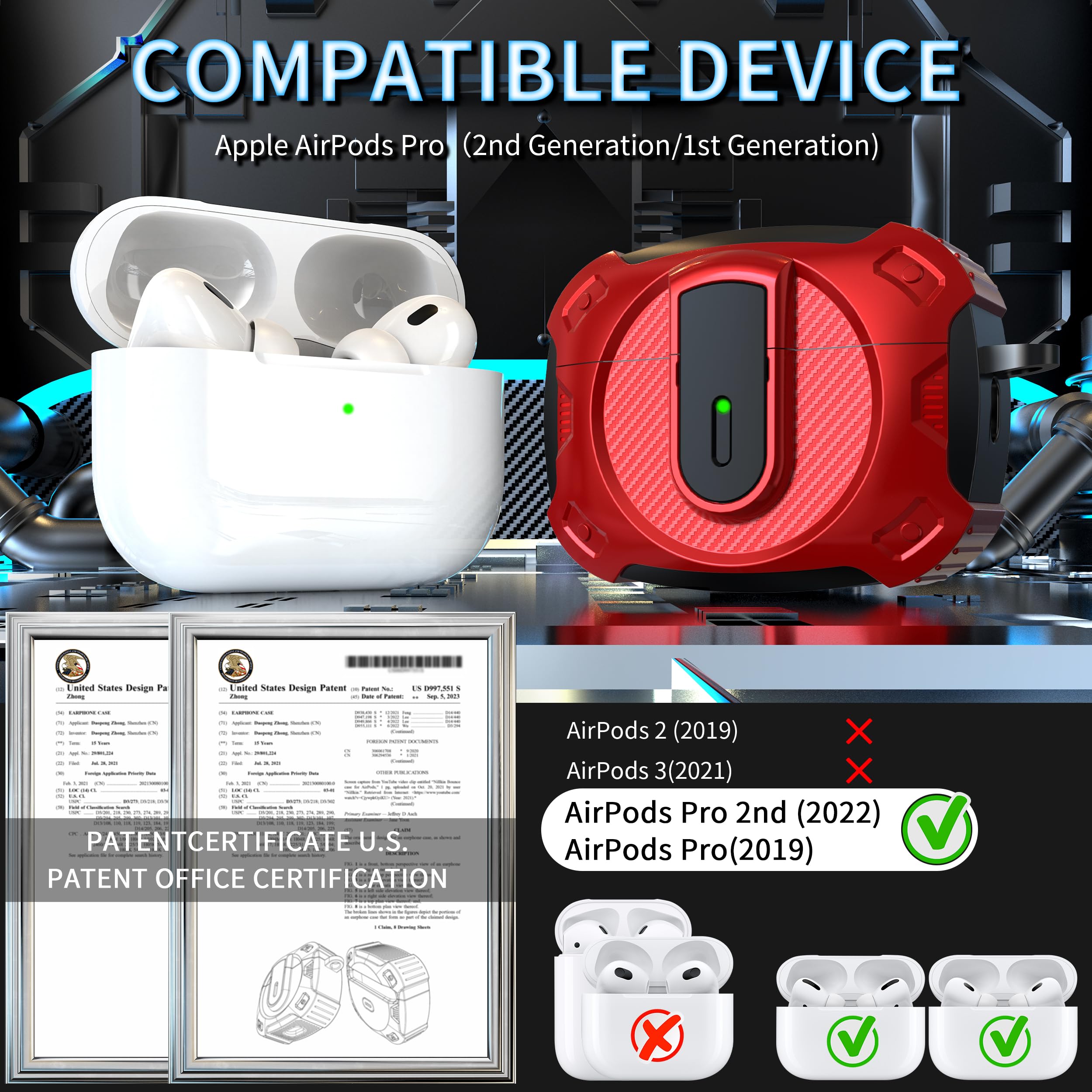 RFUNGUANGO AirPods Pro 2 Case with Lock and Automatic Pop-up RFUNGUANGO AirPods Pro 2 Case with Lock and Automatic Pop-up