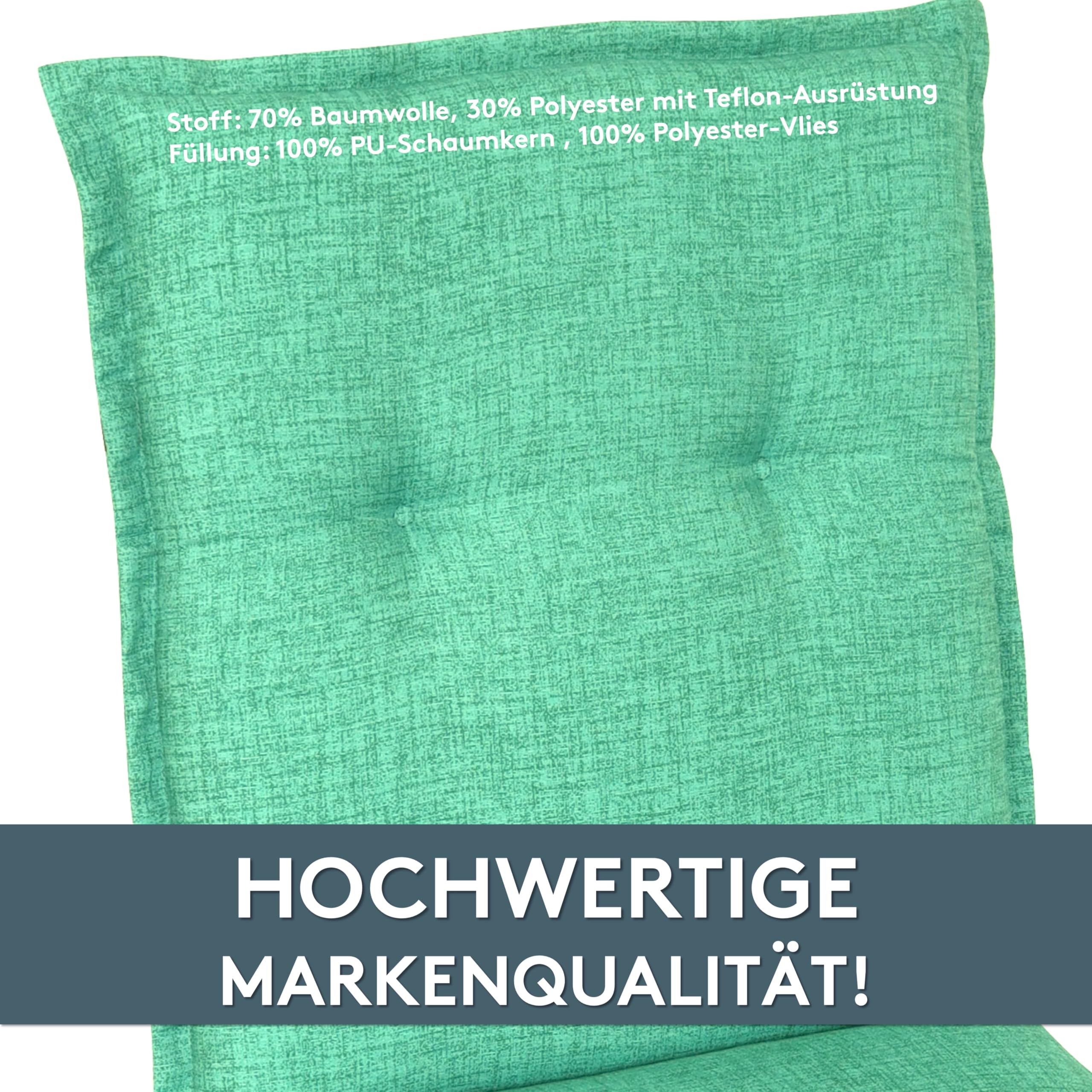 LILENO HOME Coussin pour chaise longue en [lot de 1 - Chaise longue à roulettes] en Turquoise - Coussin pour chaise longue de jardin parfait pour la plage - Coussin pour chaise longue de jardin