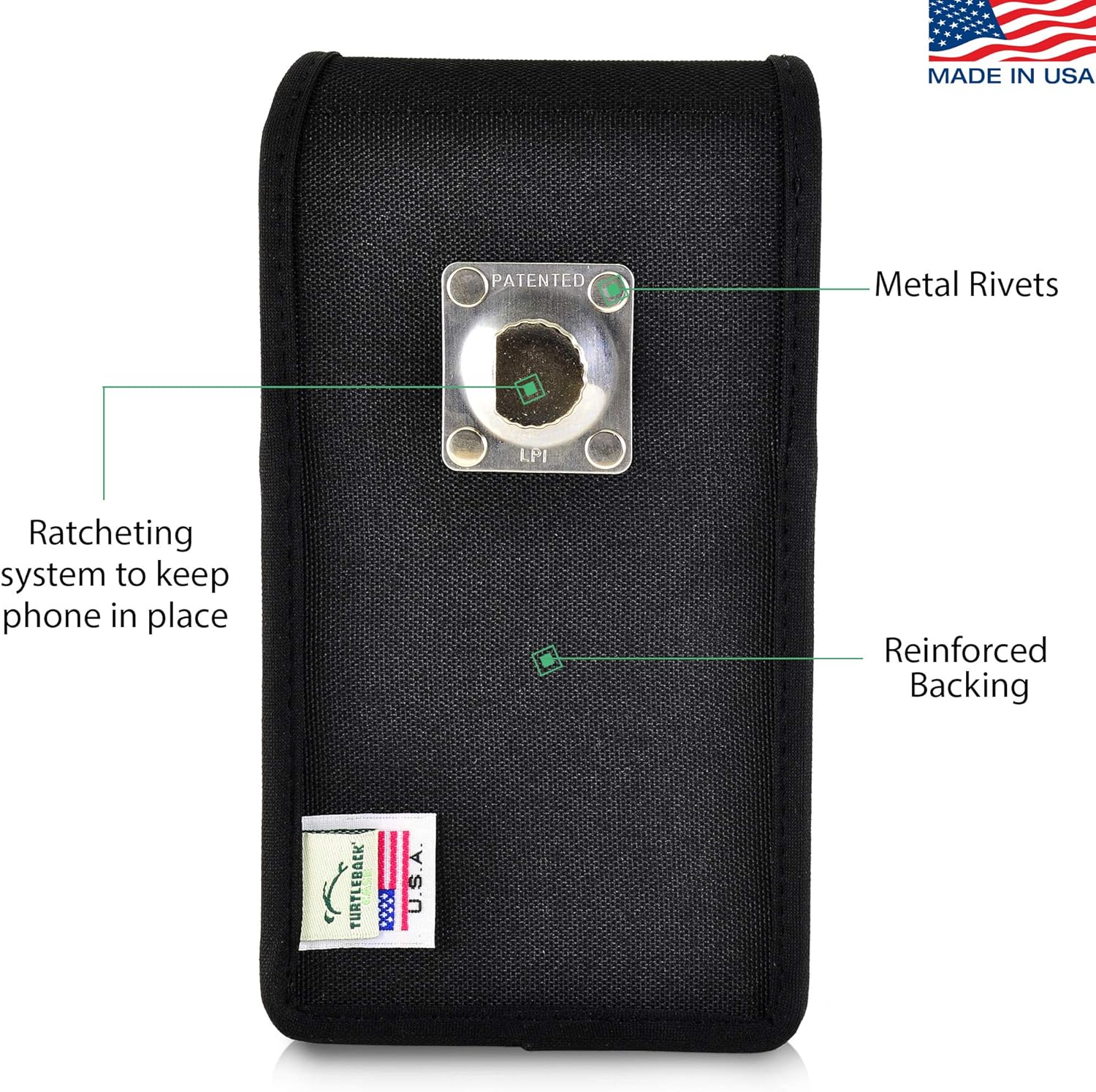 Turtleback Belt Clip Case Designed for iPhone 11 Pro Max (2019) / XS Max (2018) Fits w/OB Defender or Bulky Cases, Vertical Holster Black Nylon Pouch with Heavy Duty Rotating Belt Clip,