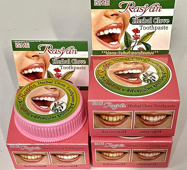 Rasyan Herbal Clove Toothpaste - 3 Pack | Miswak Toothpaste India | Anti-Bacteria Fresh Breath