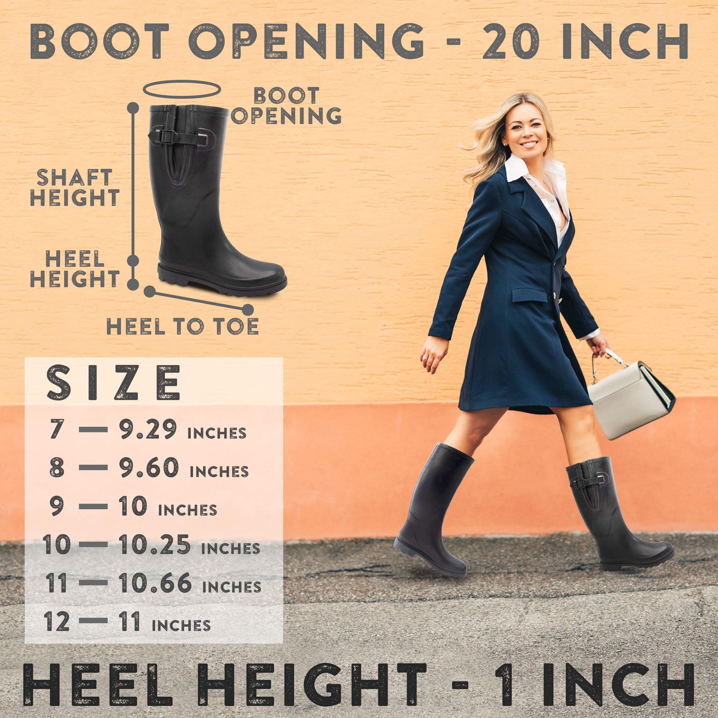 Buy EXTRA TOUCH Wide Calf Rubber Rain Boots Wide Foot and Ankle up to