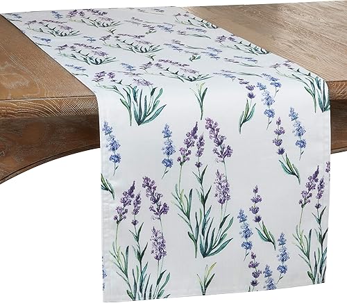 SARO LIFESTYLE Lavanda Collection Camino de mesa lavanda, 16 x 90 pulgadas