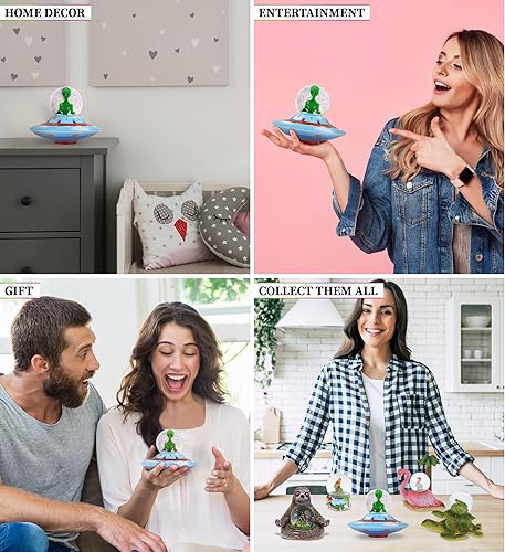 Miniatura 3 de CoTa Global Alien Snow Globe - Figura mágica de globo de agua arcoíris con purpurina brillante, adorno coleccionable para decoración del hogar,