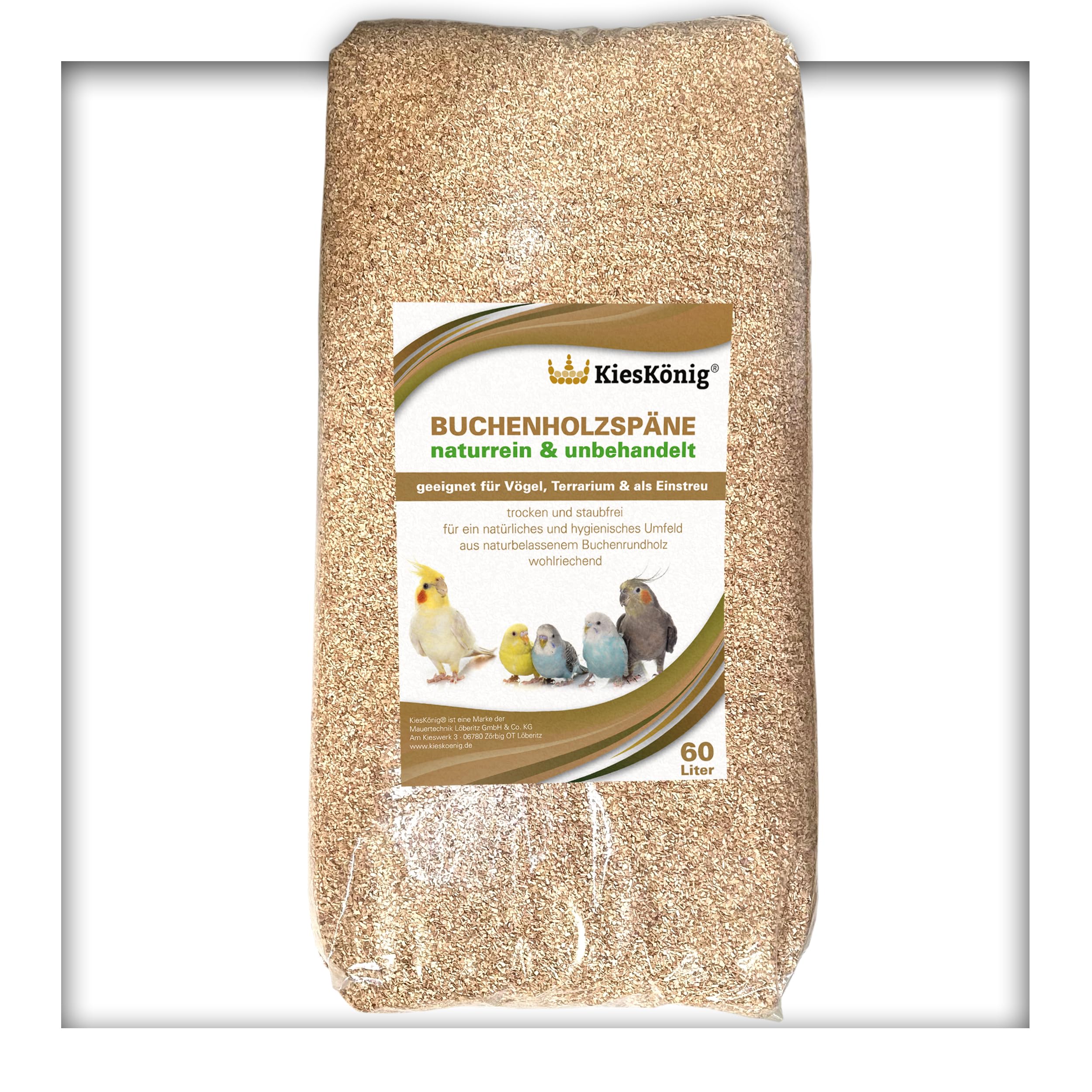 60 Liter Buchenholzgranulat Vogelsand Bodengrund Terrariensand Einstreu Terrariumsand Tiereinstreu Körnung Medium 1,0-2,5 mm