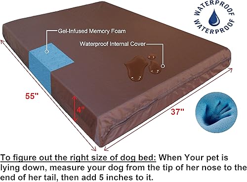 Miniatura 8 de Cama para perro impermeable ortopédica con colchón 100% espuma viscoelástica para perros de tamaño pequeño, mediano, extra grande hasta gigante Lona